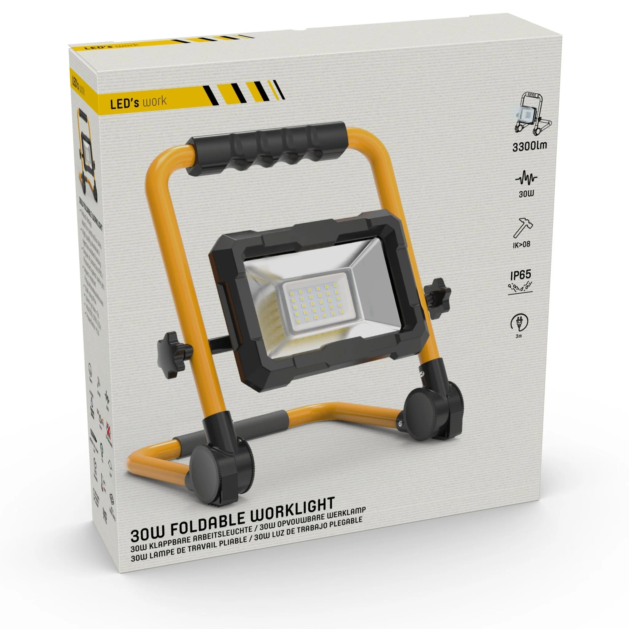LED's Work Bouwlamp 3300 - Inklapbaar & Kantelbaar - 3 meter snoer - IP65 - 30W - Image 8