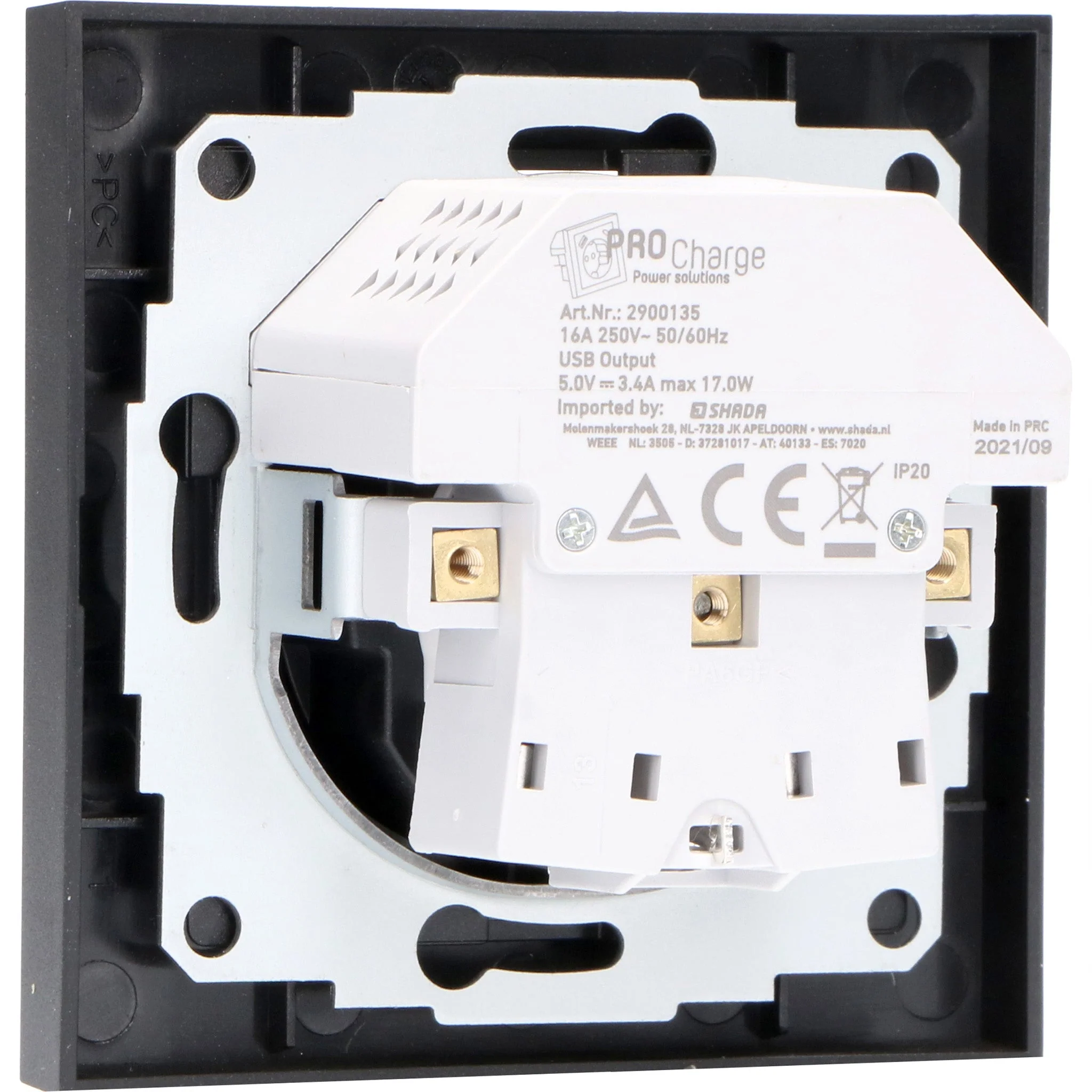 Reflex Inlegplaat voor wandcontactdoos met 2 USB - Zwart - Image 4