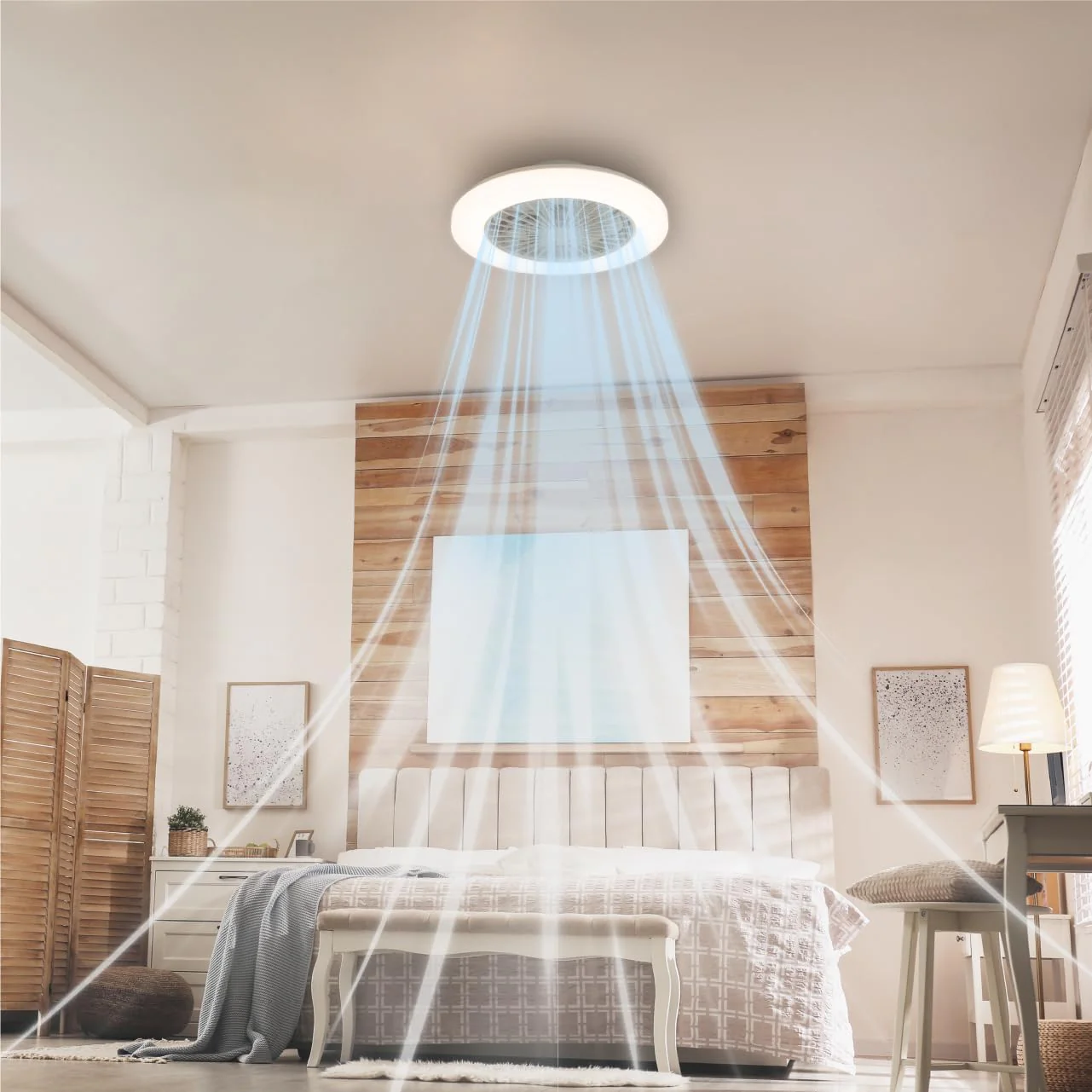LED’s Light plafondventilator met verlichting 48 cm – Ventilatiesnelheid en bediening met afstandsbediening - Wit - Image 4