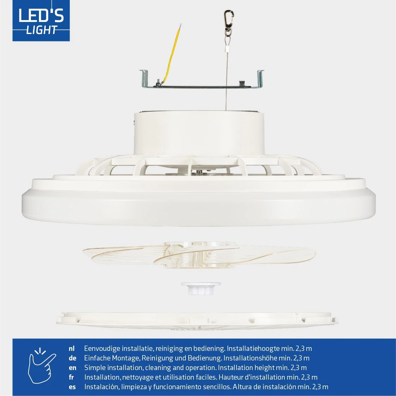 LED’s Light plafondventilator met verlichting 48 cm – Ventilatiesnelheid en bediening met afstandsbediening - Wit - Image 6