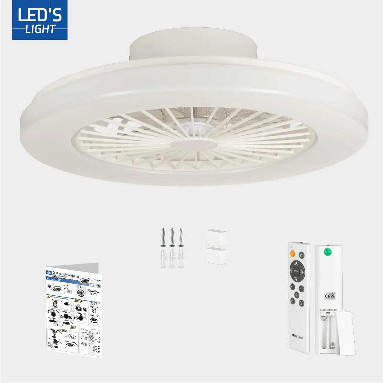 LED’s Light plafondventilator met verlichting 48 cm – Ventilatiesnelheid en bediening met afstandsbediening - Wit - Image 8