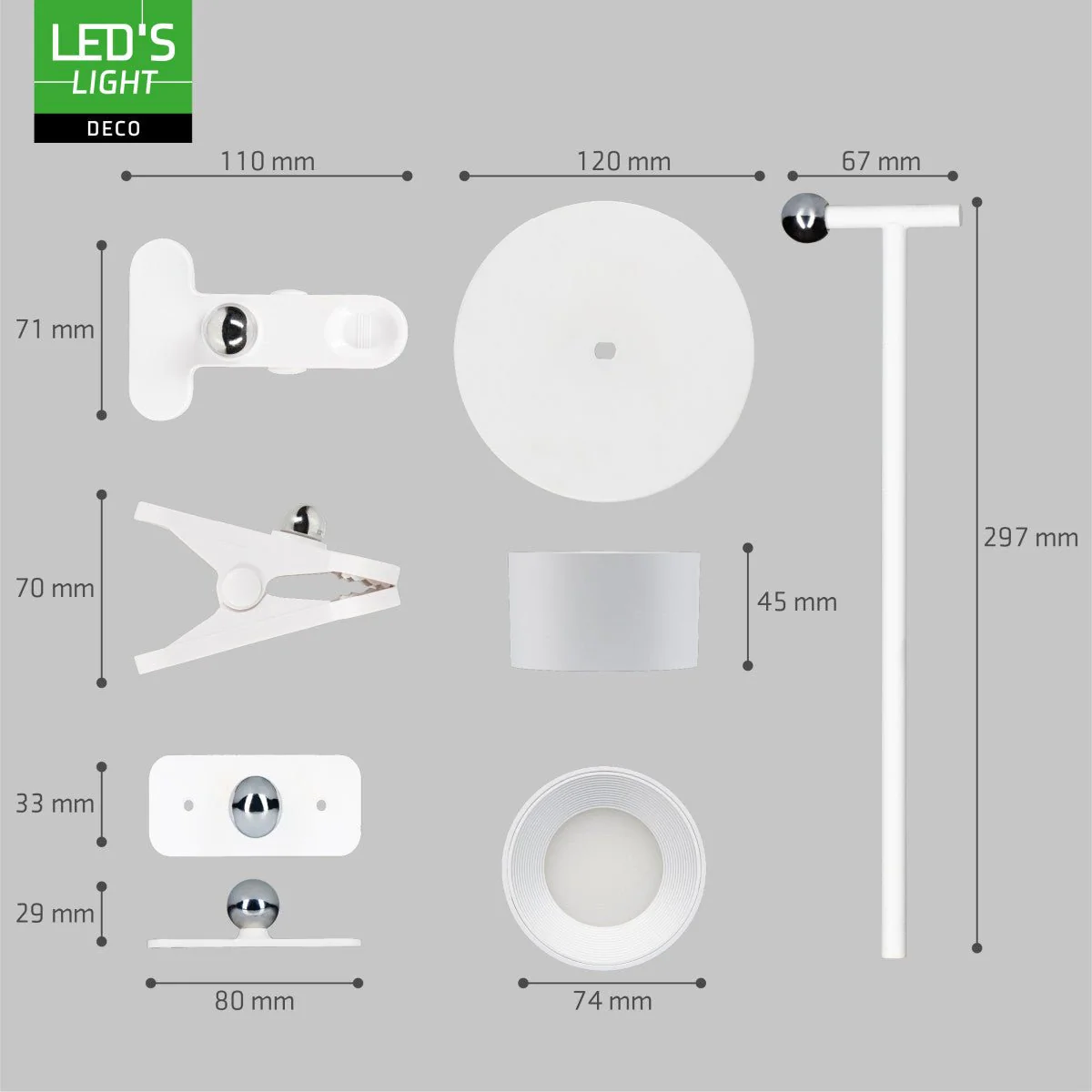 LED's Light 3-in-1 draadloze oplaadbare lamp met magnetische muurbeugel, voet en klem - Wit - Image 12