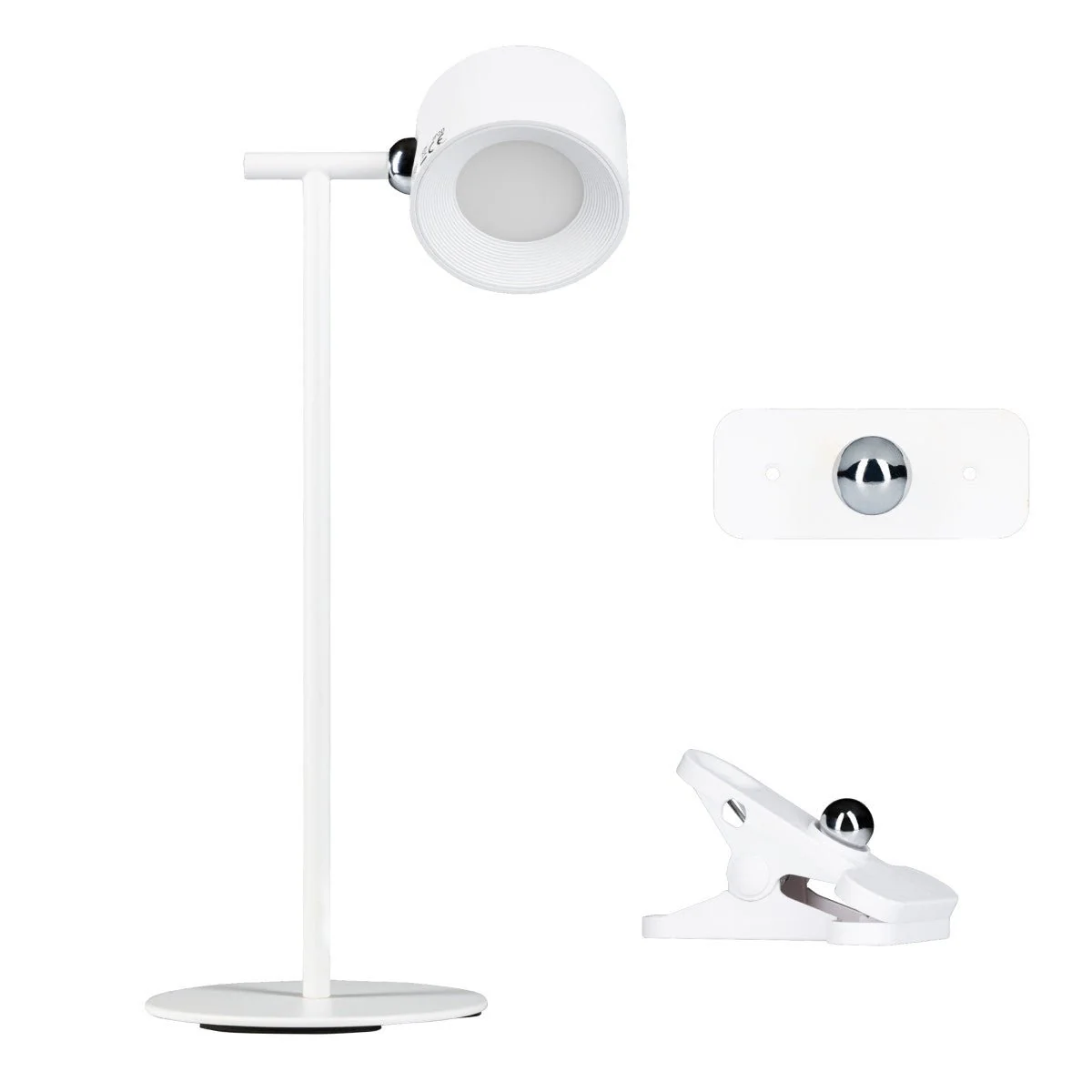 LED's Light 3-in-1 draadloze oplaadbare lamp met magnetische muurbeugel, voet en klem - Wit - Image 2
