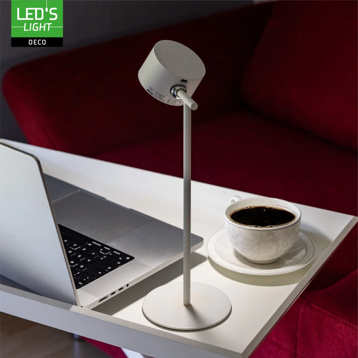 LED's Light 3-in-1 draadloze oplaadbare lamp met magnetische muurbeugel, voet en klem - Wit - Image 3