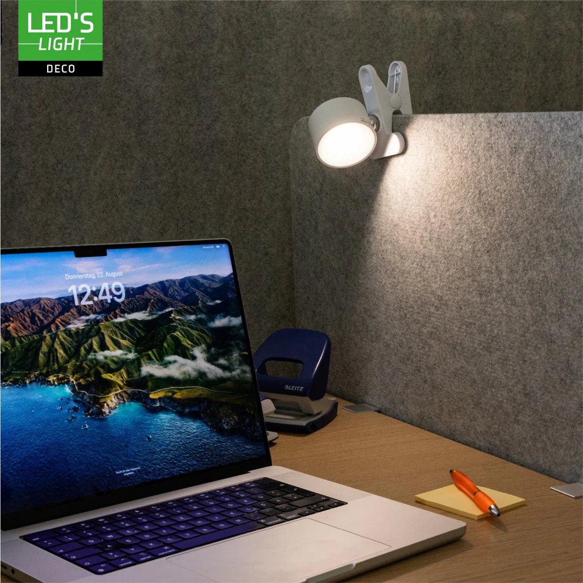 LED's Light 3-in-1 draadloze oplaadbare lamp met magnetische muurbeugel, voet en klem - Wit - Image 7