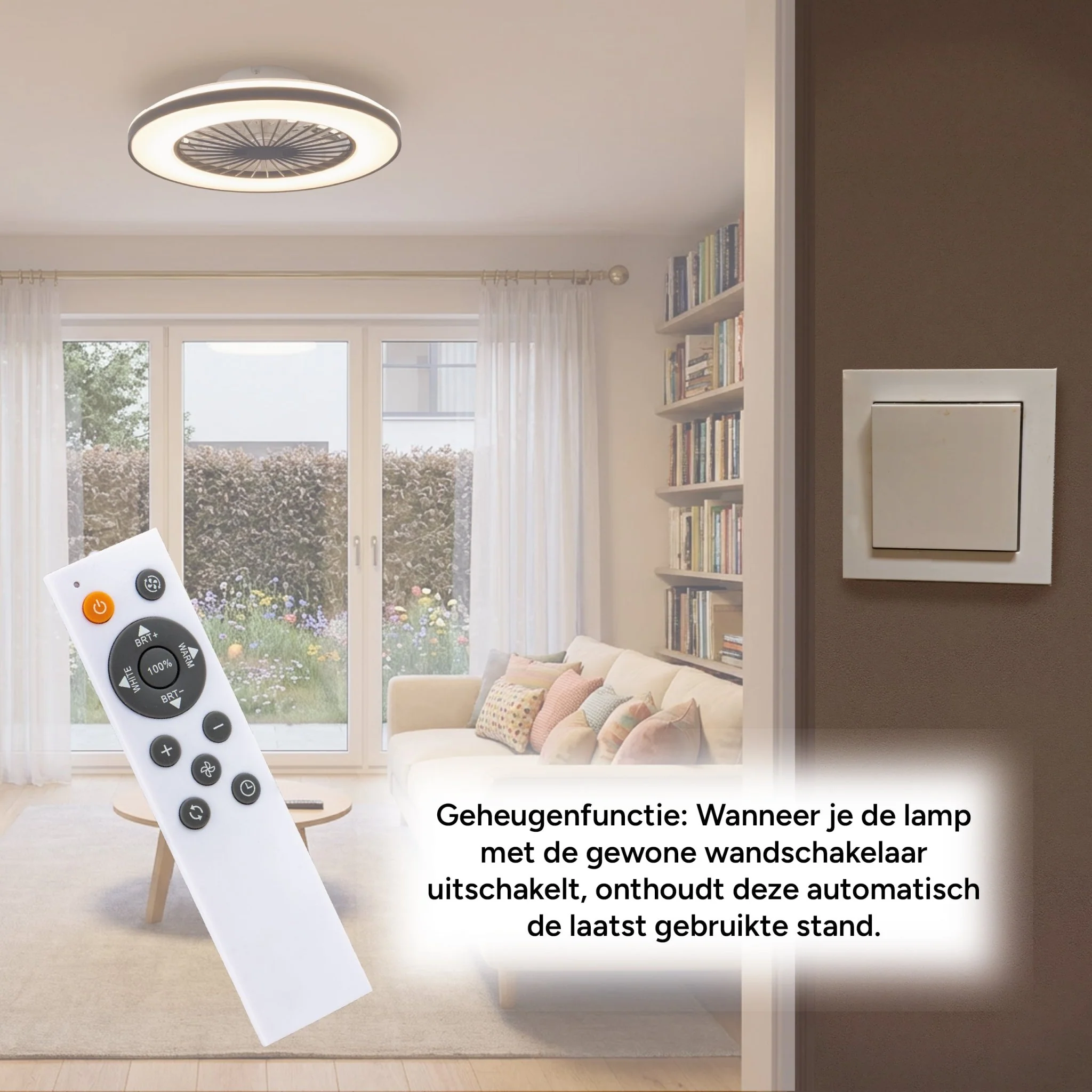 LED’s Light plafondventilator met verlichting 48 cm – Ventilatiesnelheid en bediening met afstandsbediening - Zwart - Image 12