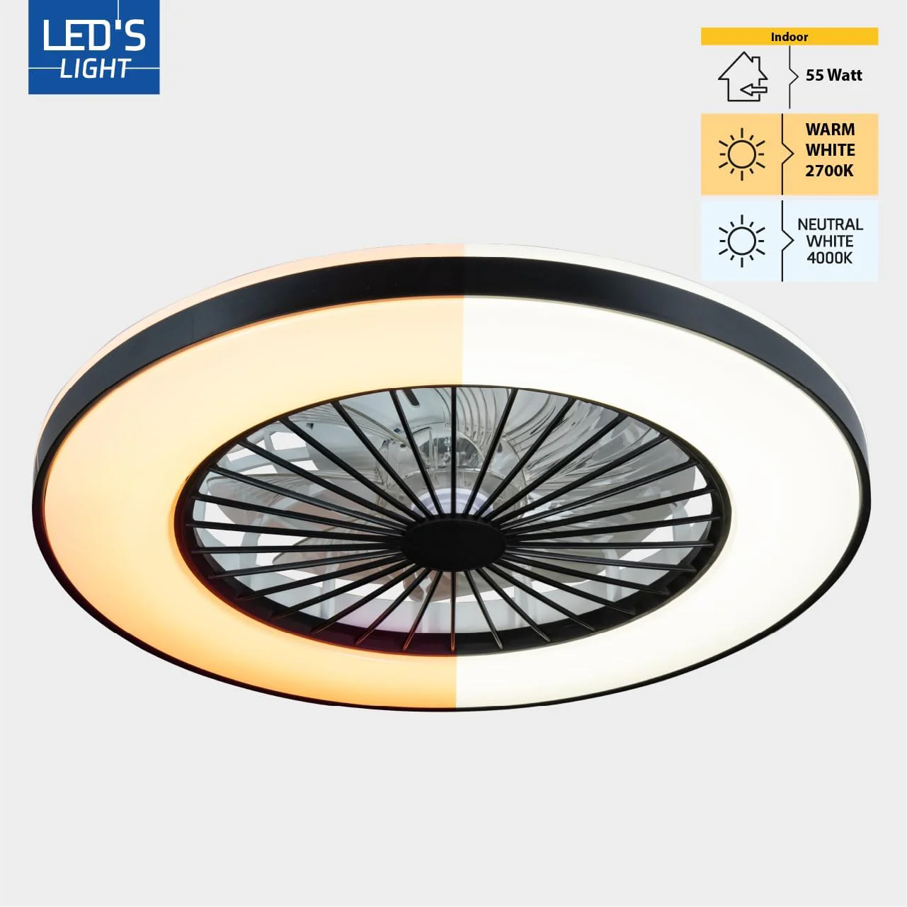 LED’s Light plafondventilator met verlichting 48 cm – Ventilatiesnelheid en bediening met afstandsbediening - Zwart - Image 15