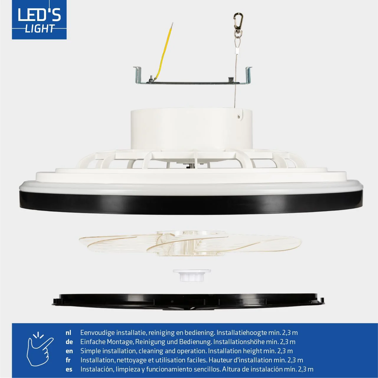 LED’s Light plafondventilator met verlichting 48 cm – Ventilatiesnelheid en bediening met afstandsbediening - Zwart - Image 16