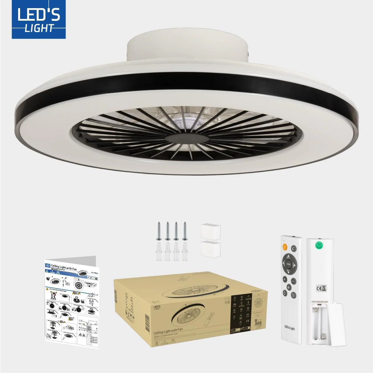 LED’s Light plafondventilator met verlichting 48 cm – Ventilatiesnelheid en bediening met afstandsbediening - Zwart - Image 18