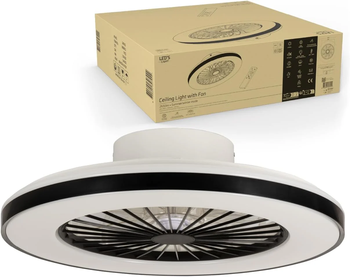 LED’s Light plafondventilator met verlichting 48 cm – Ventilatiesnelheid en bediening met afstandsbediening - Zwart - Image 3