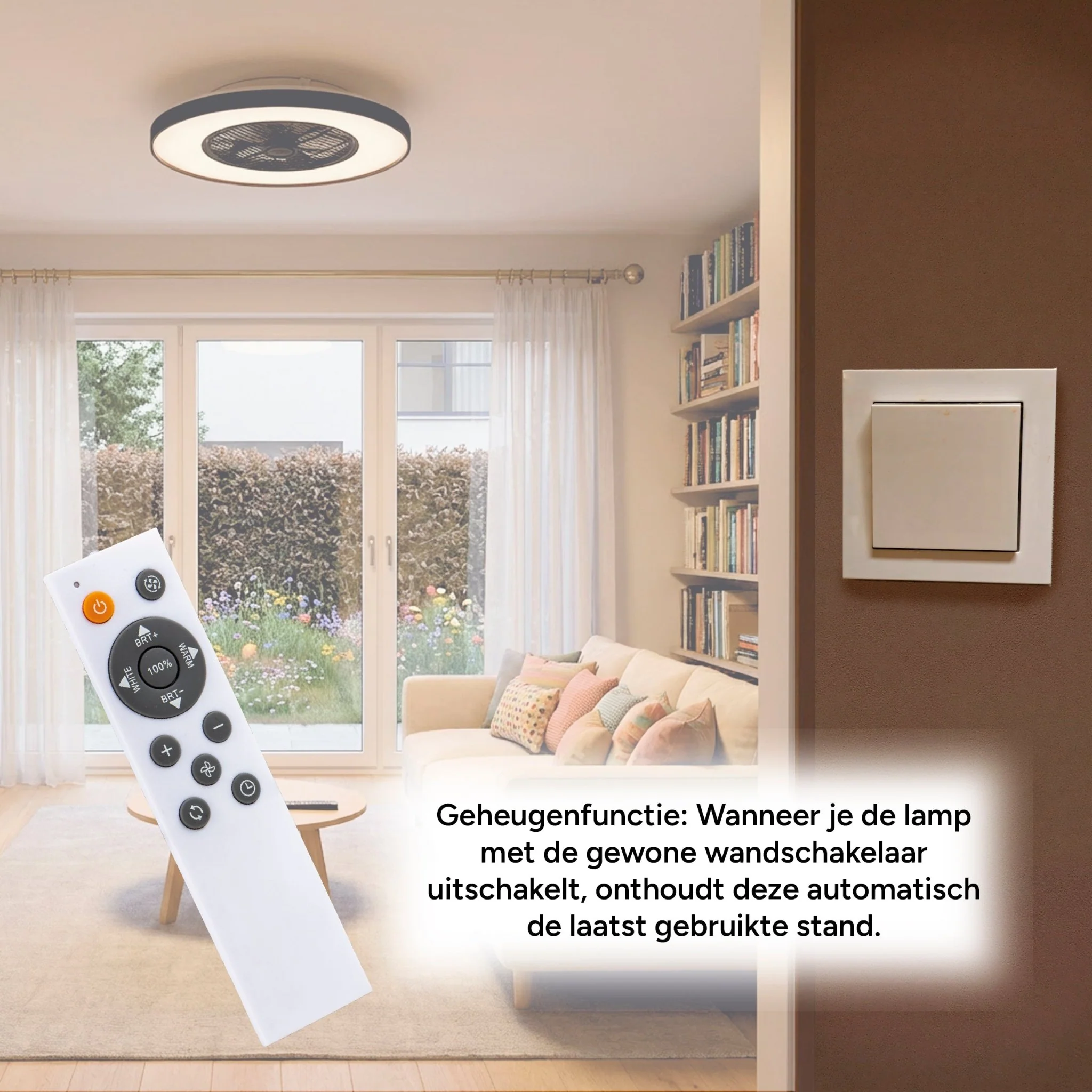 Proventa Premium Plafondventilator met lamp 60 cm - Zomer- en winterstand met afstandsbediening - Zwart - Image 10