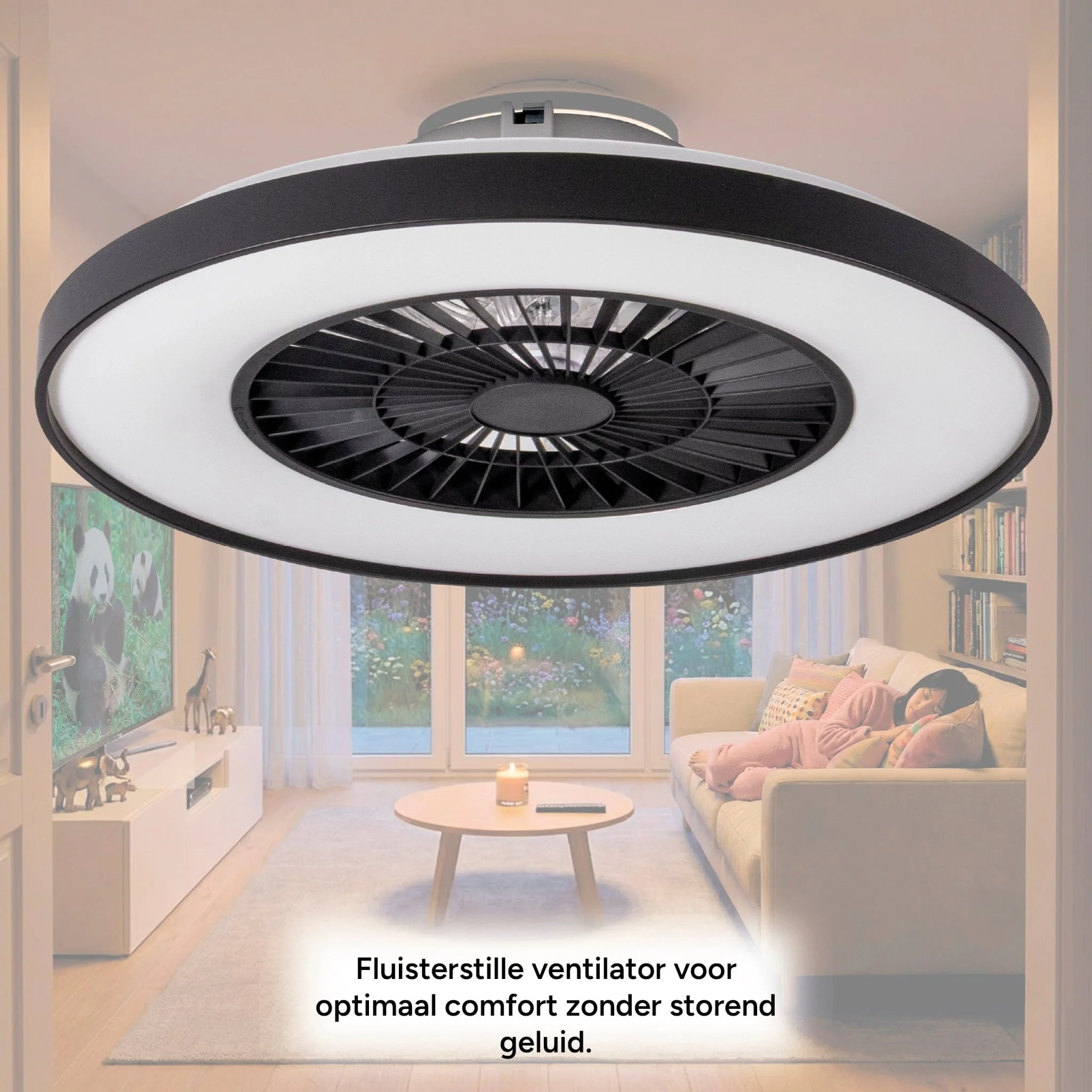 Proventa Premium Plafondventilator met lamp 60 cm - Zomer- en winterstand met afstandsbediening - Zwart - Image 11