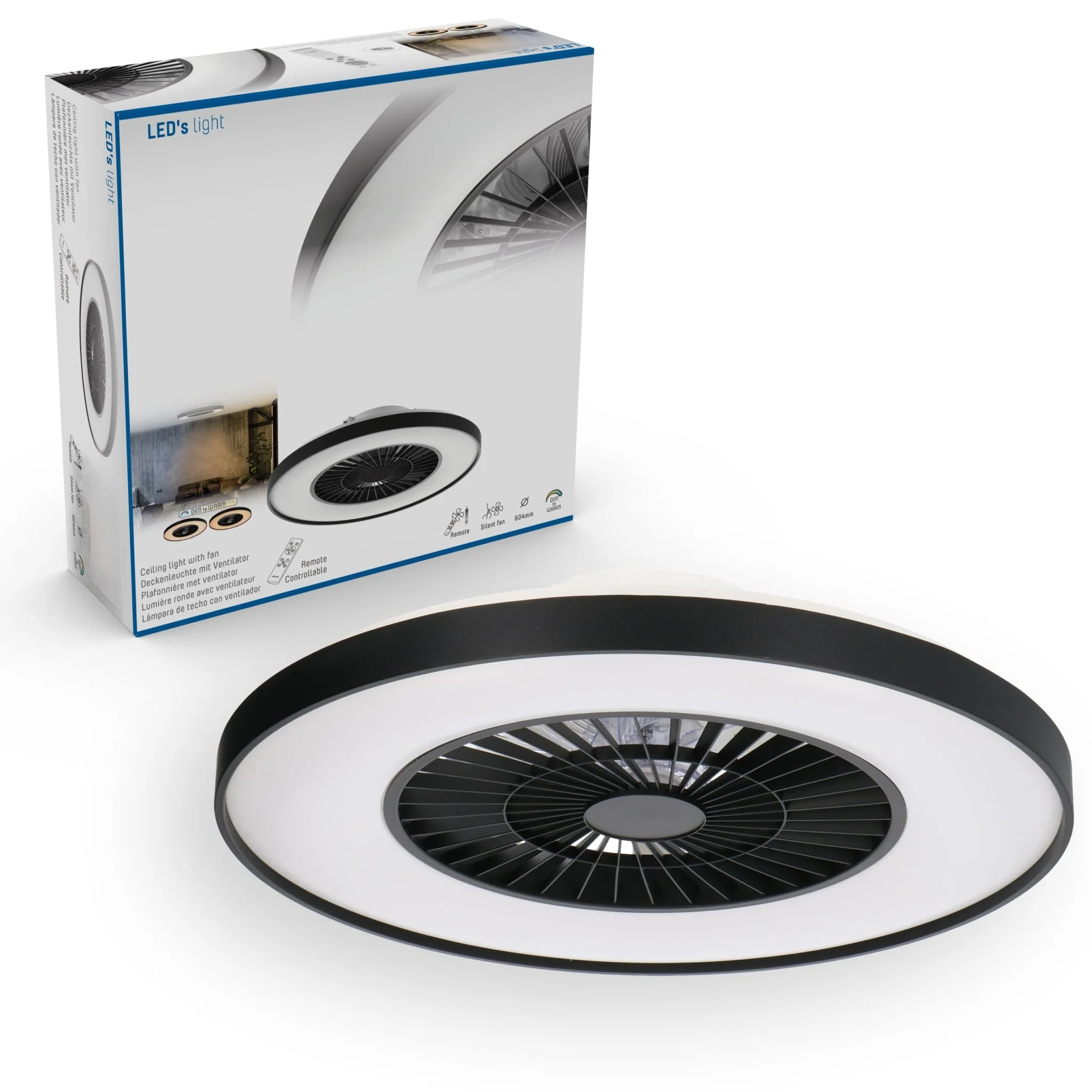 Proventa Premium Plafondventilator met lamp 60 cm - Zomer- en winterstand met afstandsbediening - Zwart - Image 3