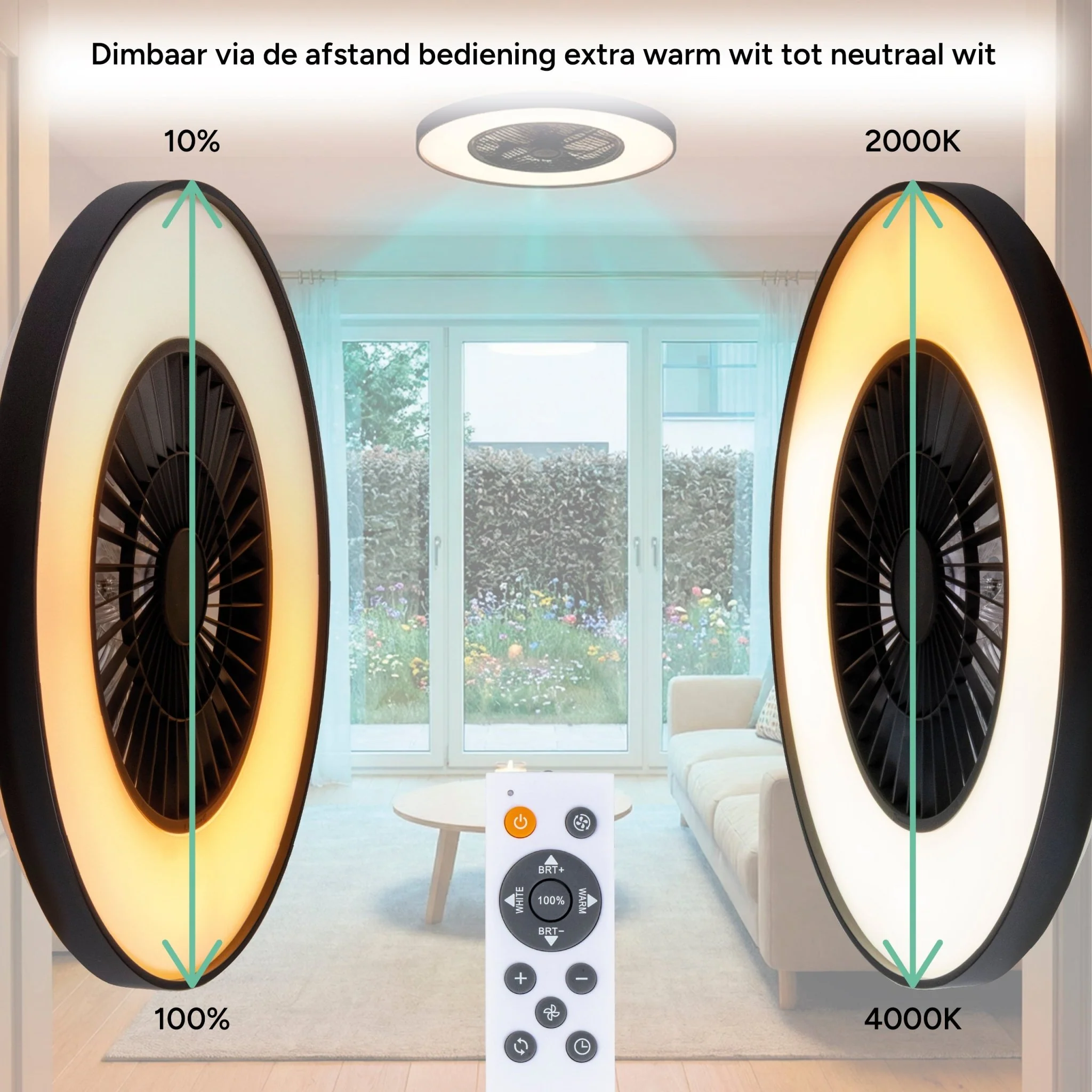Proventa Premium Plafondventilator met lamp 60 cm - Zomer- en winterstand met afstandsbediening - Zwart - Image 6
