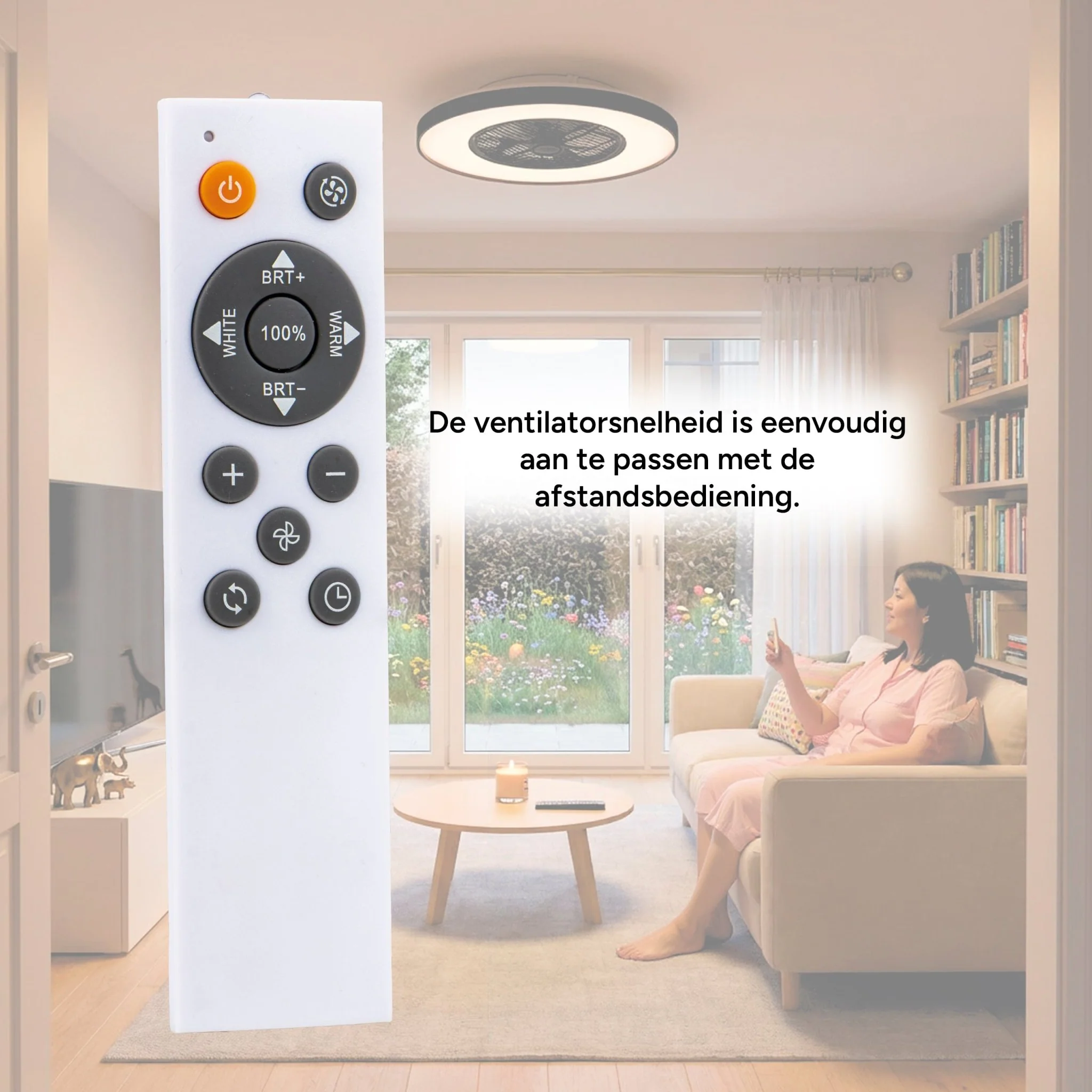 Proventa Premium Plafondventilator met lamp 60 cm - Zomer- en winterstand met afstandsbediening - Zwart - Image 7