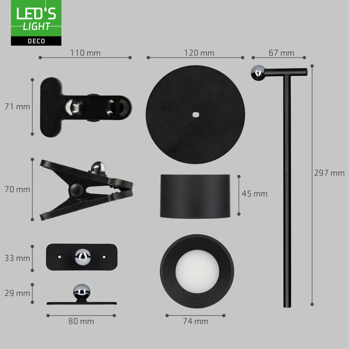 LED's Light 3-in-1 Draadloos Oplaadbaar Spotje - Tafellamp, Klemlamp & Wandlamp - Zwart - Image 12