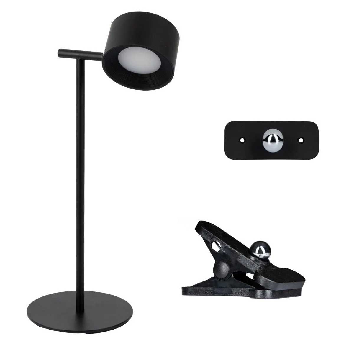 LED's Light 3-in-1 Draadloos Oplaadbaar Spotje - Tafellamp, Klemlamp & Wandlamp - Zwart - Image 2