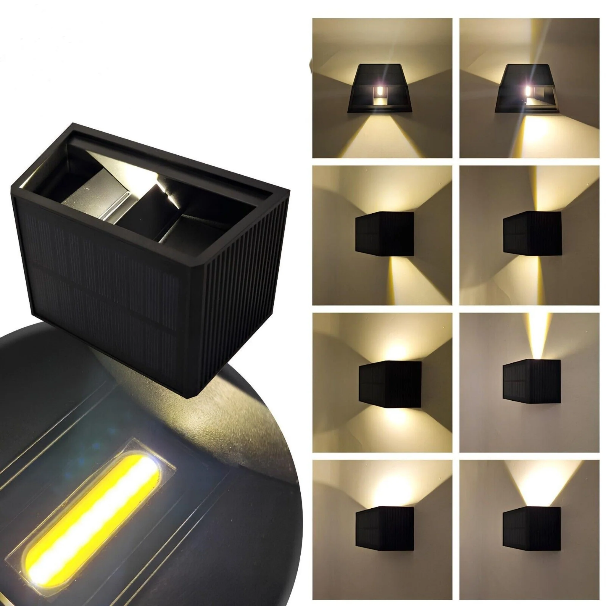 LED's Light draadloze Solar Buitenlamp met sensor - Schijnt beneden en boven - Wandlamp zonne-energie - Zwart - Image 5