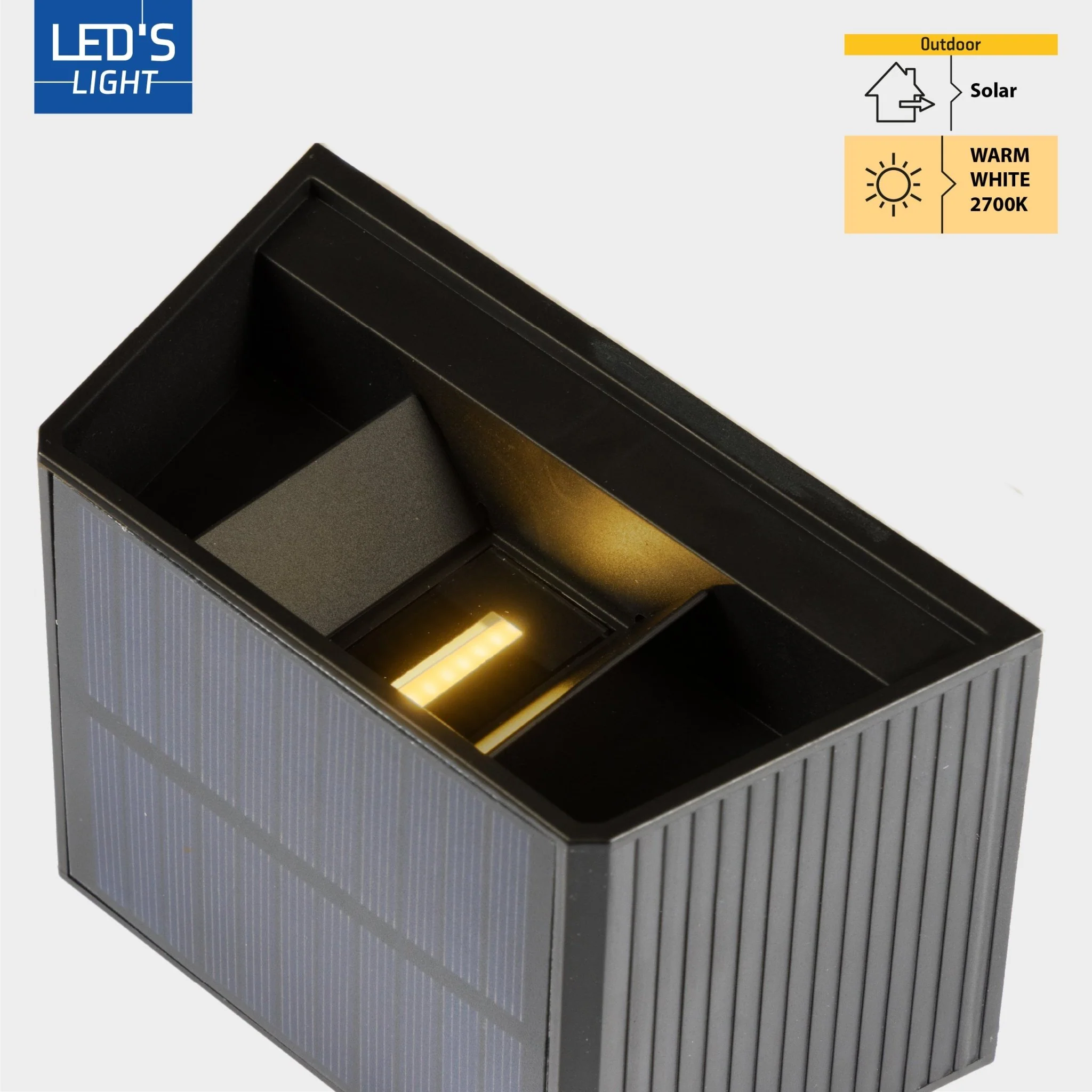 LED's Light draadloze Solar Buitenlamp met sensor - Schijnt beneden en boven - Wandlamp zonne-energie - Zwart - Image 6