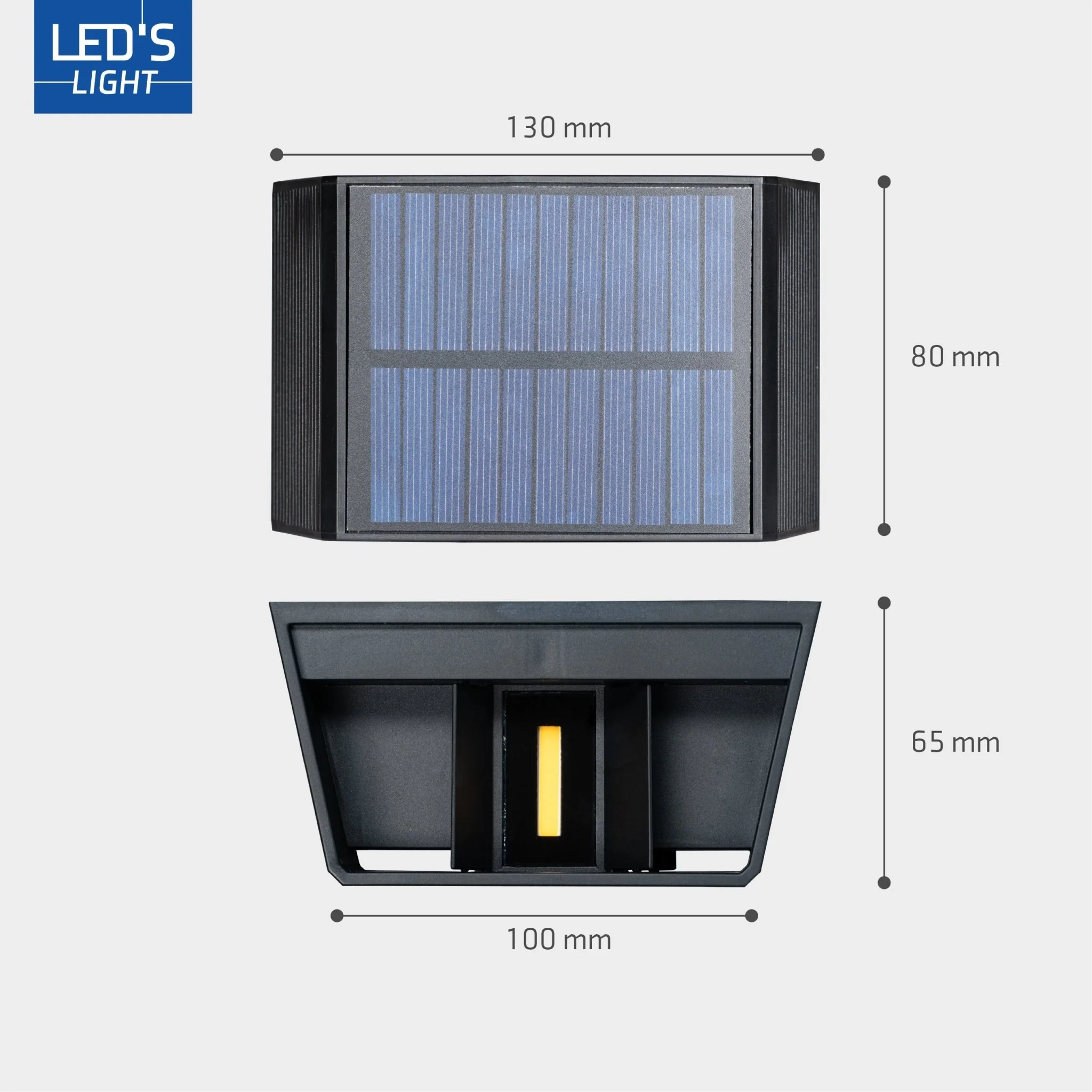 LED's Light draadloze Solar Buitenlamp met sensor - Schijnt beneden en boven - Wandlamp zonne-energie - Zwart - Image 7