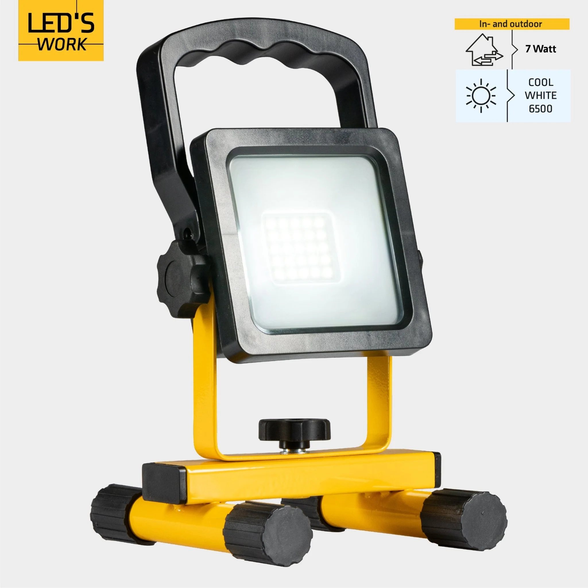 LED's Work draadloze LED Werklamp op accu 1200lm - Oplaadbaar en kantelbaar - Zwart geel - Image 7