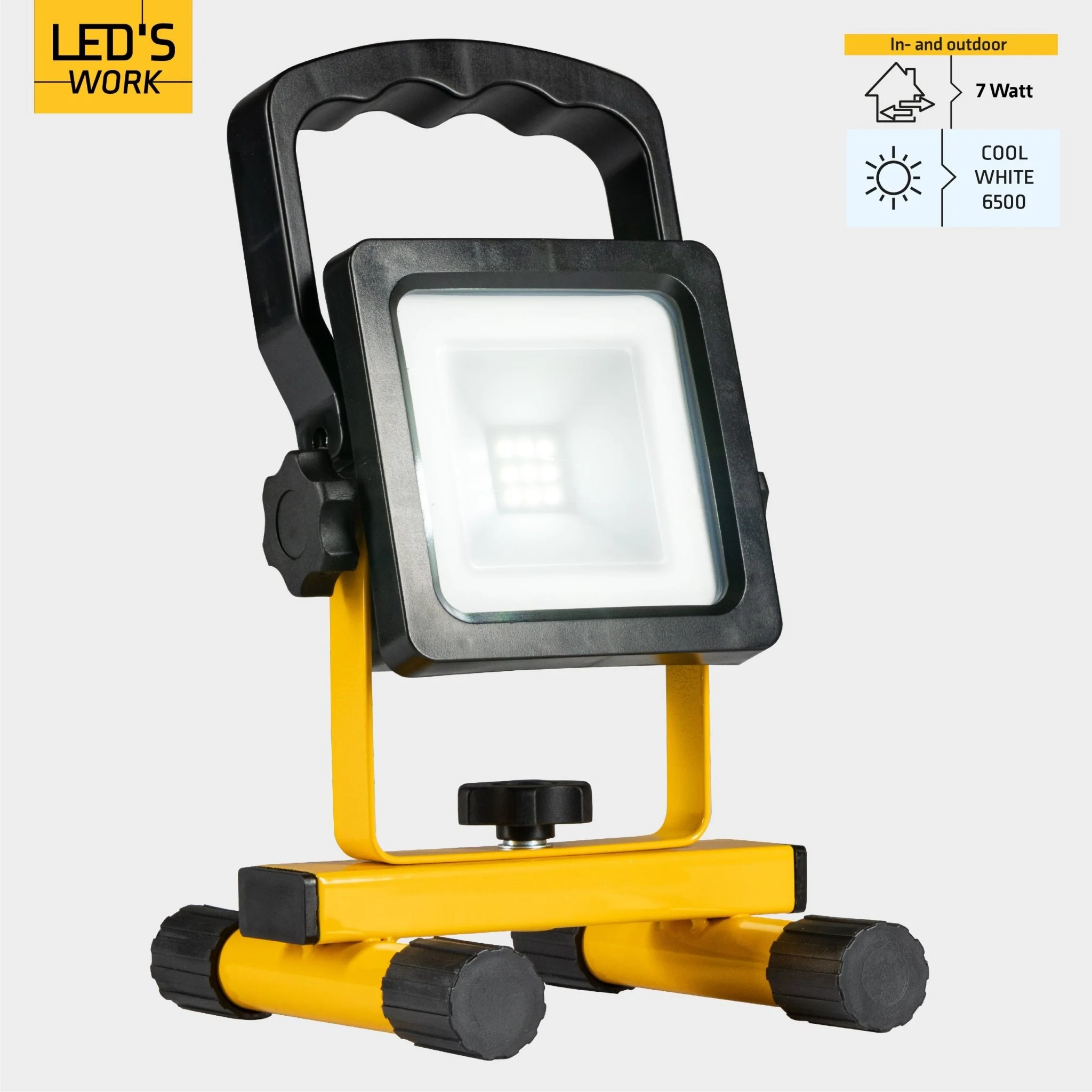 LED's Work draadloze LED Werklamp op accu 700lm - Oplaadbaar en kantelbaar - Zwart geel - Image 6