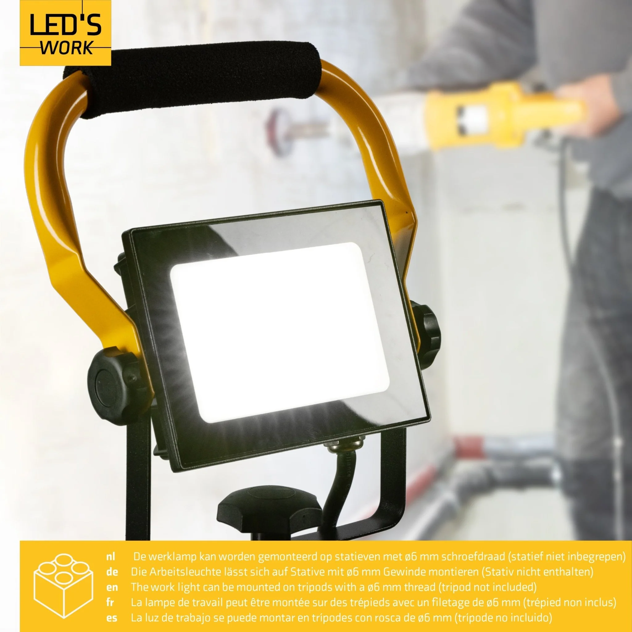 LED's Work Bouwlamp 3100 - Verstelbare beugel - Waterdicht (IP65) - Zwart geel - Image 5