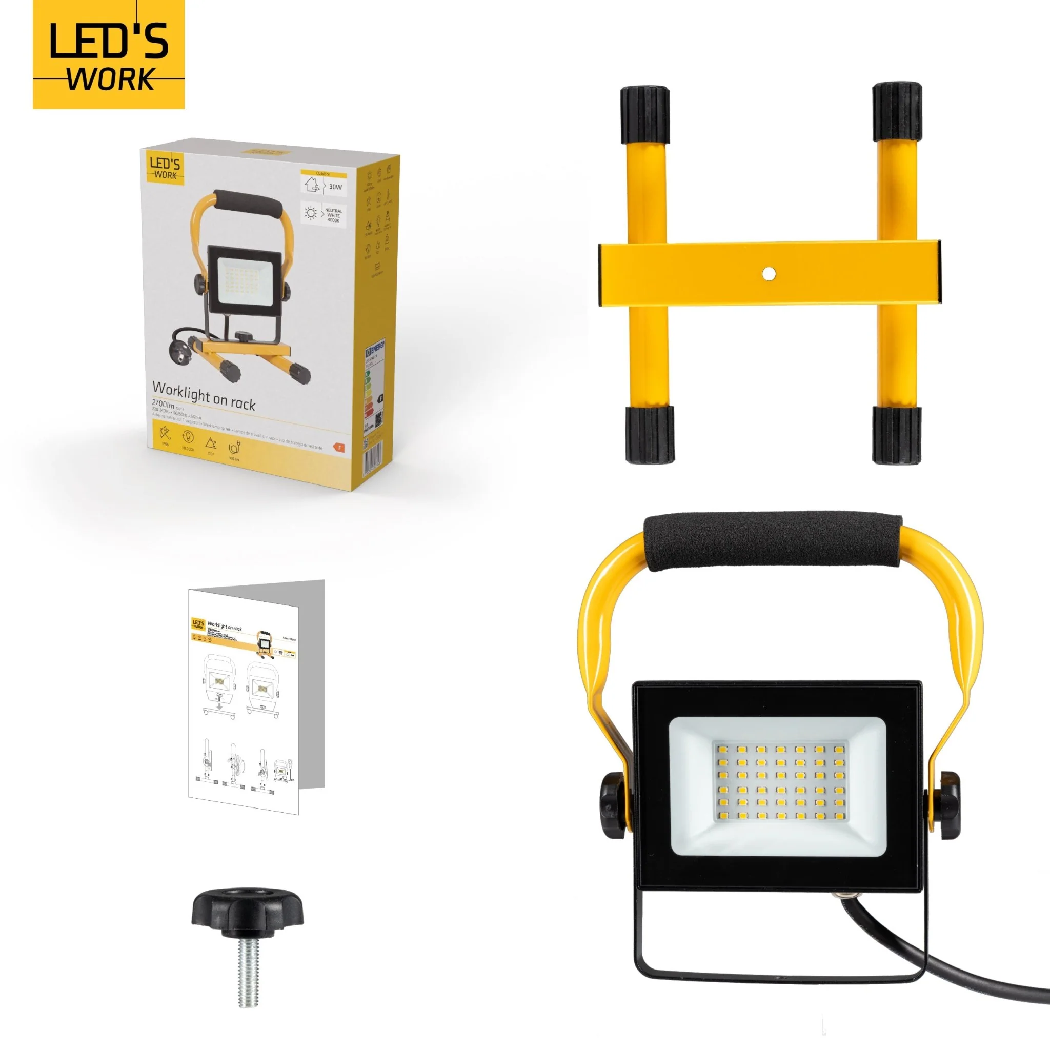 LED's Work Bouwlamp 3100 - Verstelbare beugel - Waterdicht (IP65) - Zwart geel - Image 9