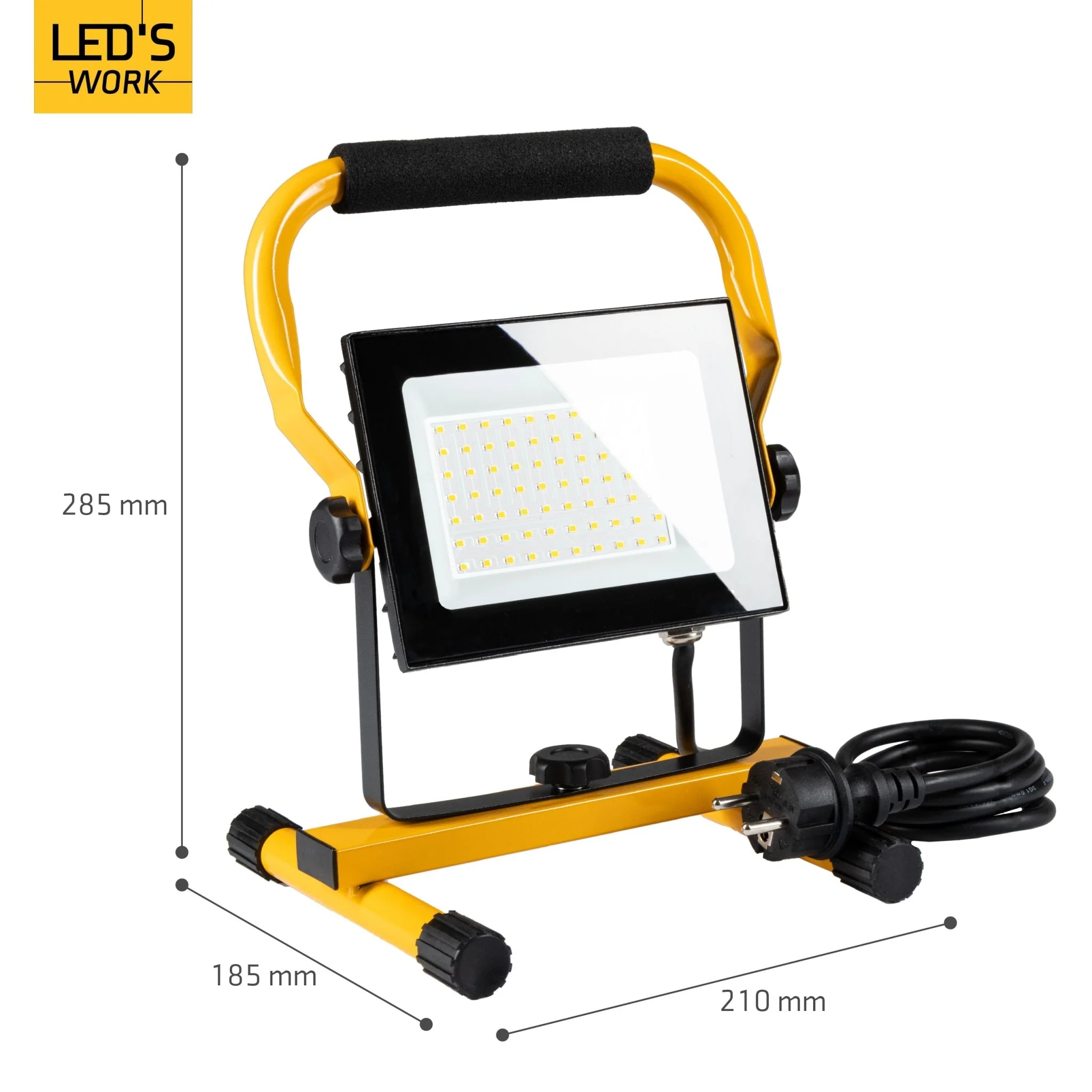 LED's Work 50W Bouwlamp Werklamp Bedraad 4900lm - Verstelbare beugel - Waterdicht (IP65) - Zwart geel - Image 10