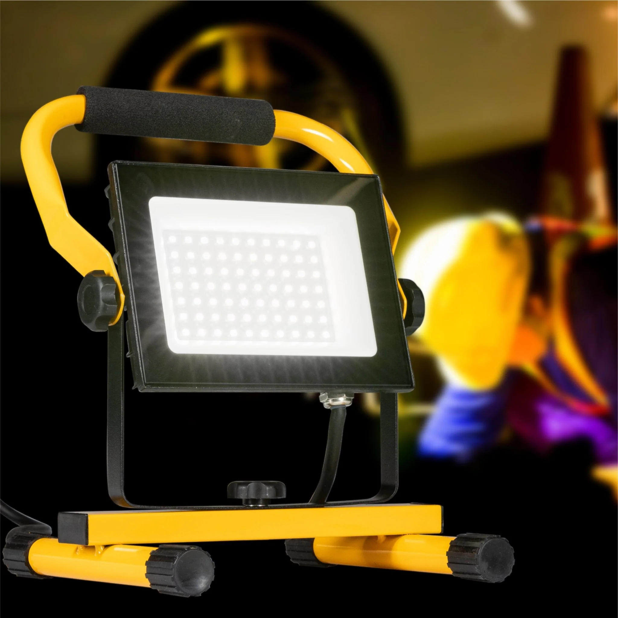LED's Work 50W Bouwlamp Werklamp Bedraad 4900lm - Verstelbare beugel - Waterdicht (IP65) - Zwart geel - Image 3