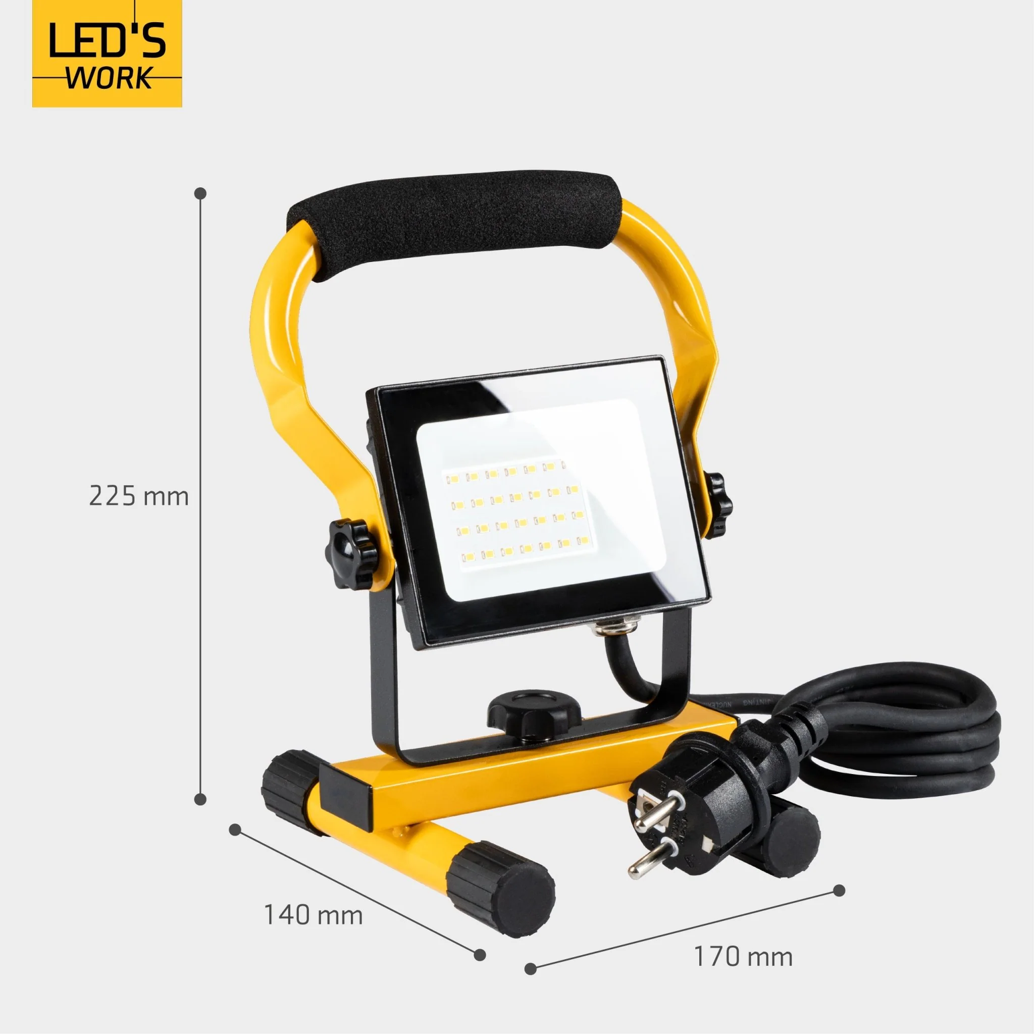 LED's Work Bouwlamp Werklamp 2000 - Verstelbare beugel - Waterdicht (IP65) - Zwart geel - Bedraad - Image 10