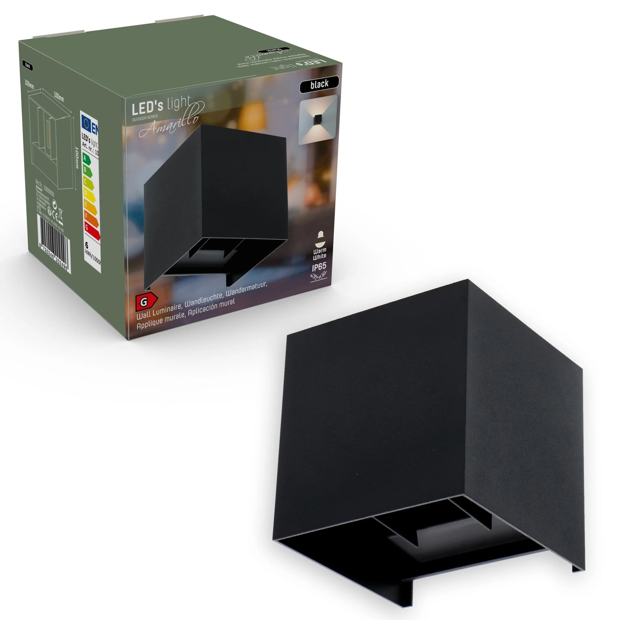 LED's Light Kubus LED Wandlamp voor buiten - Omhoog&Omlaag licht - IP65 - Zwart - Image 11