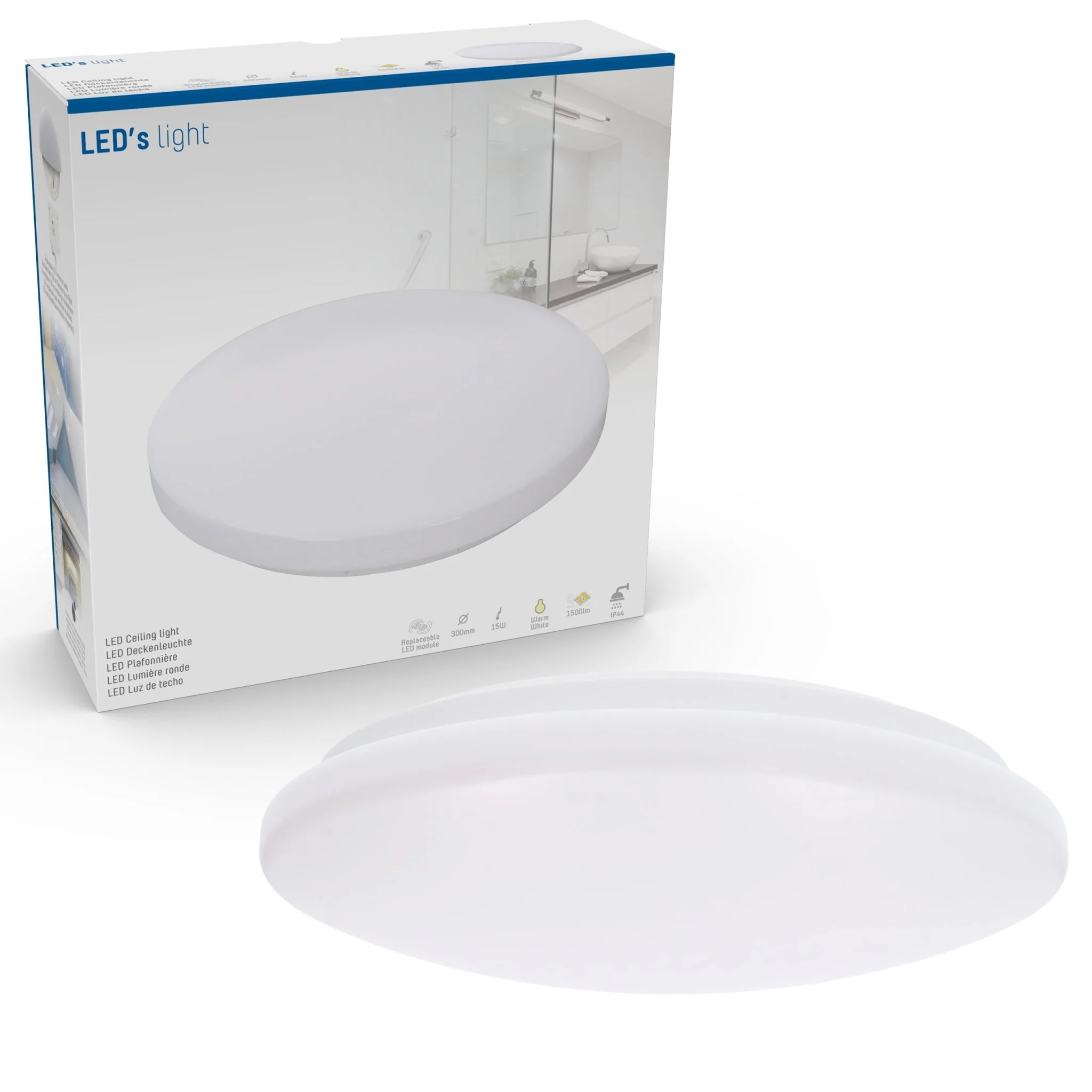 LED's Light Universele Plafondlamp 1500 - Geschikt voor badkamer IP44 - Warm wit (3000K) - 30 cm - Image 8