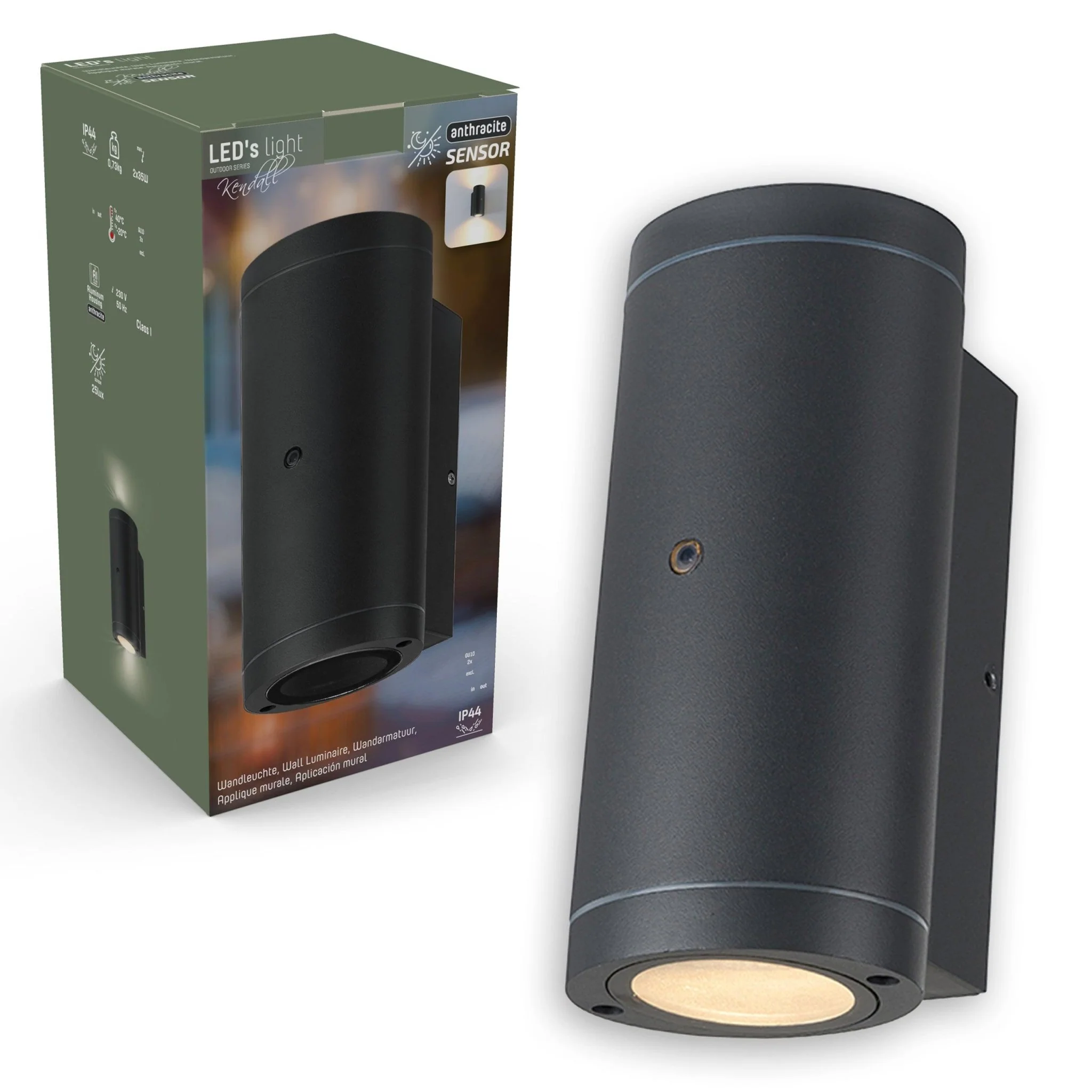 LED's Light Up & Down LED Buitenlamp met Dag/Nacht sensor - IP44 waterdicht - GU10 fitting - Model Venezia - Antraciet - Image 5