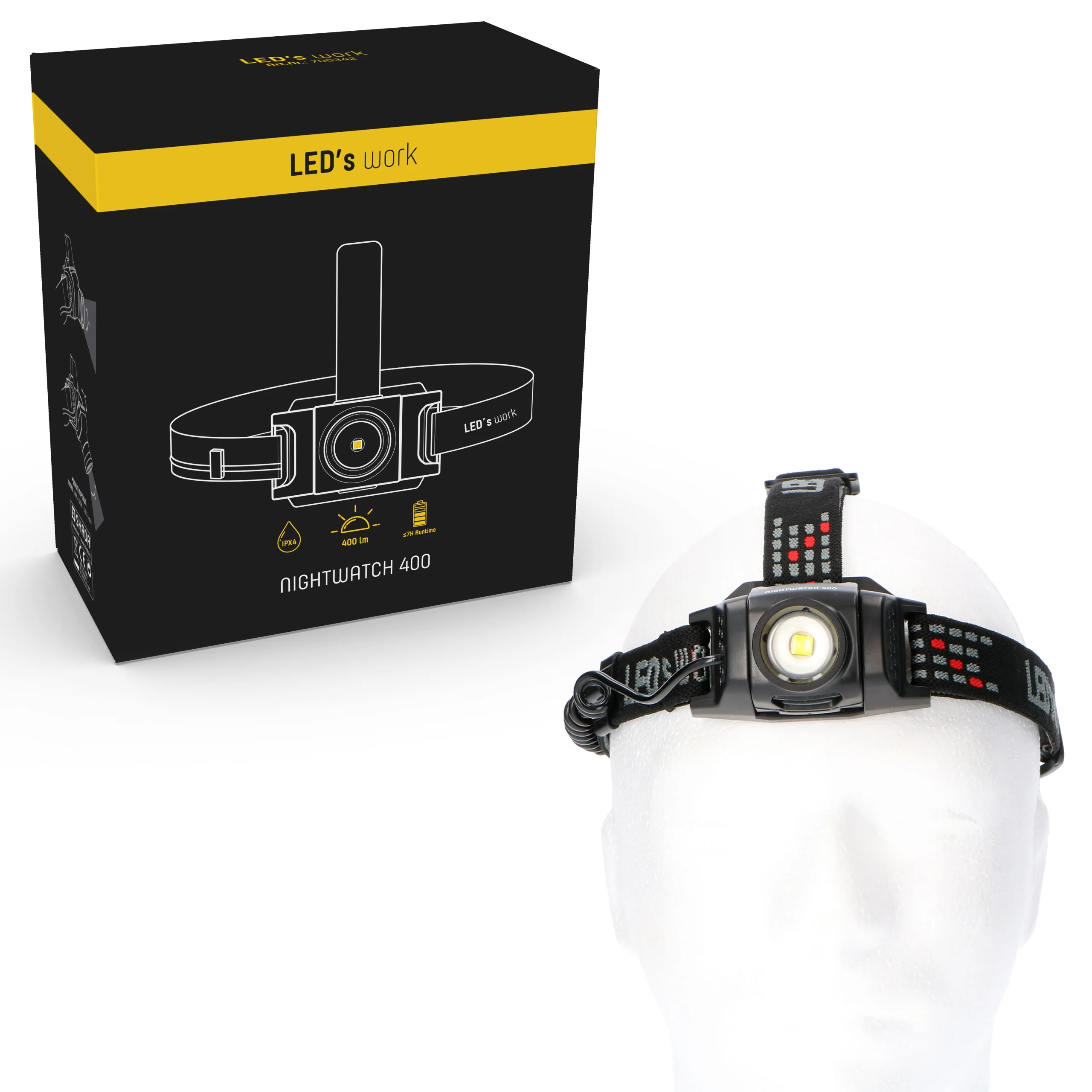LED's Work Hoofdlamp op batterijen - Met zoomfunctie - Dimbaar - IP44 waterdicht - 400 Lumen - Image 8