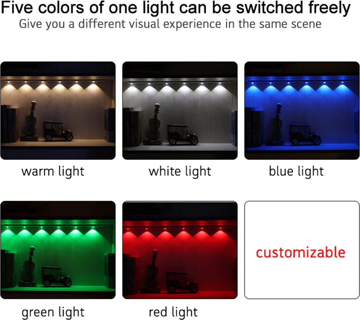 LED's Light EasyFix Kastverlichting onderbouwverlichting met Bewegingssensor - RGB functie - 3 lichtpunten - Draadloos en oplaadbaar - 35 cm - Image 10