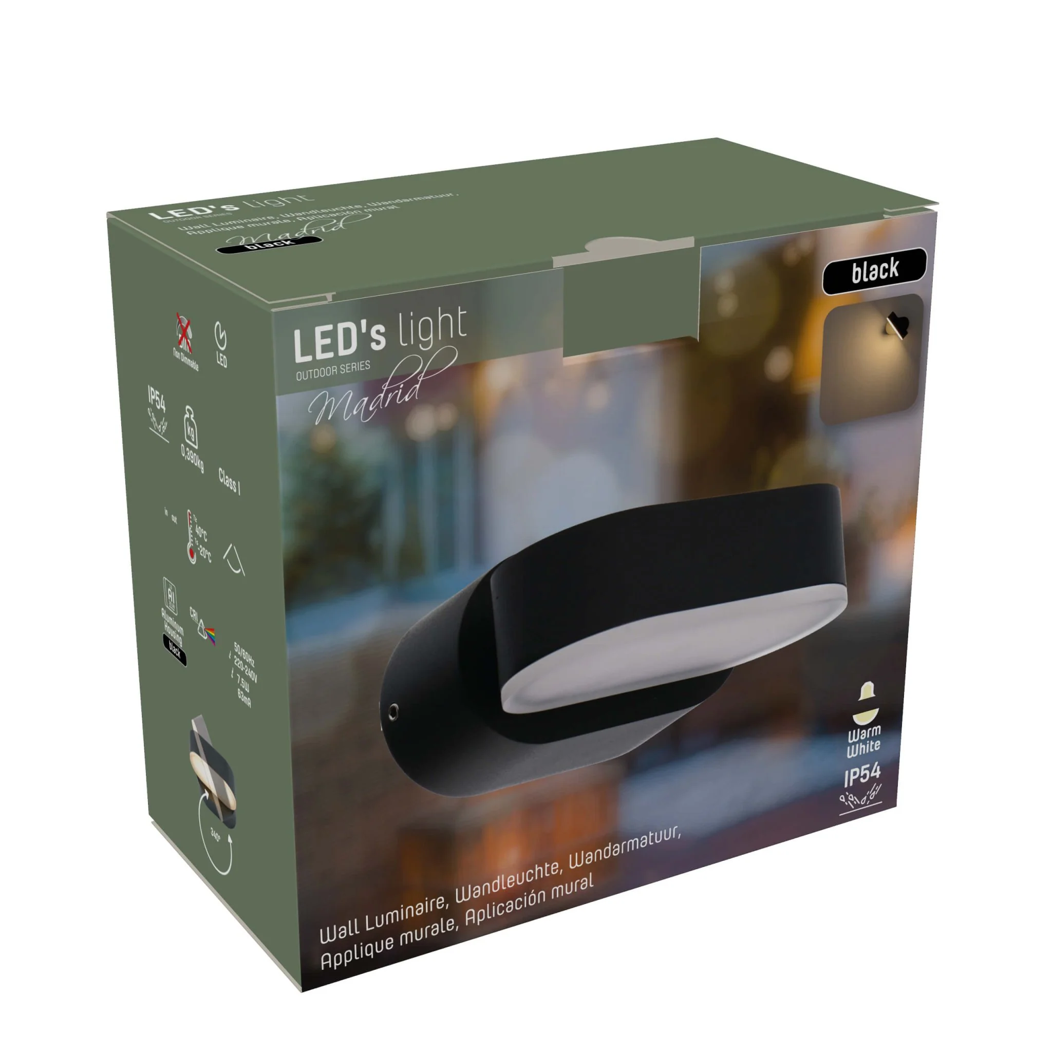 LED's Light LED Buitenlamp - Model Rieti - Warm wit - IP44 waterbestendig - Zwart - Image 13