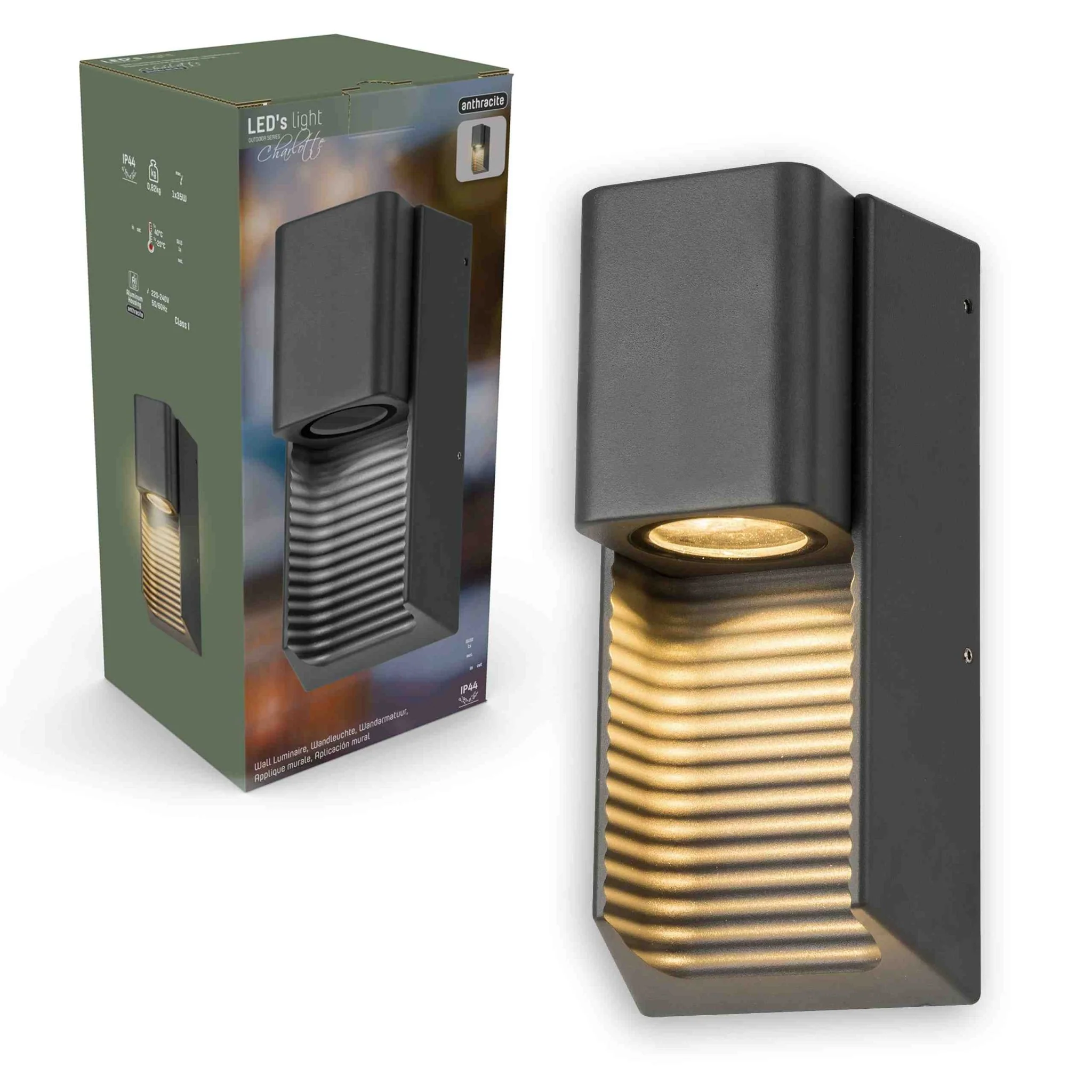 LED Muurlamp buiten met GU10 fitting - Strepen - Rimini - IP44 - Antraciet - Image 9