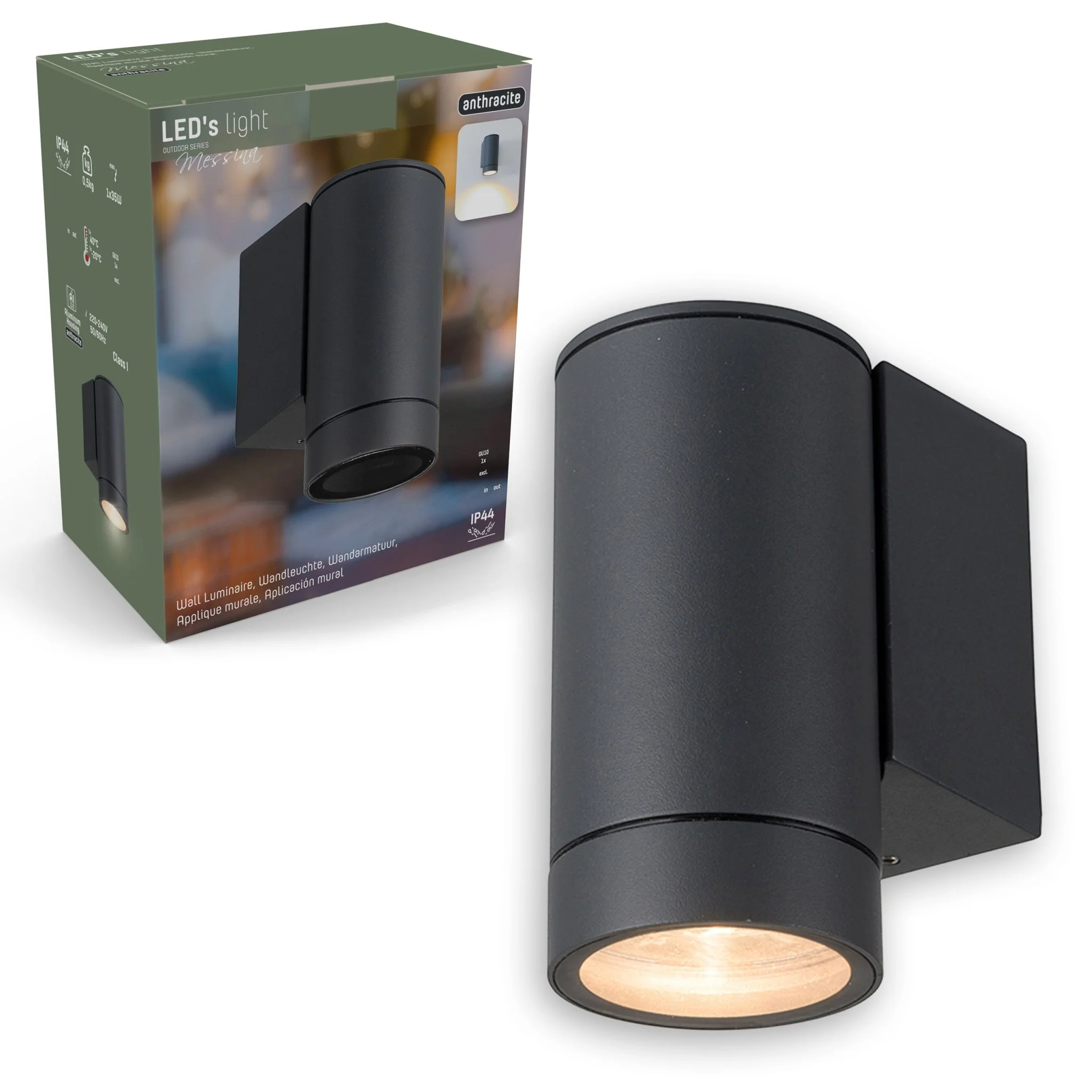 LED's Light Muurlamp voor buiten - GU10 fitting - IP44 waterbestendig - Antraciet - Model Carpi - Image 8