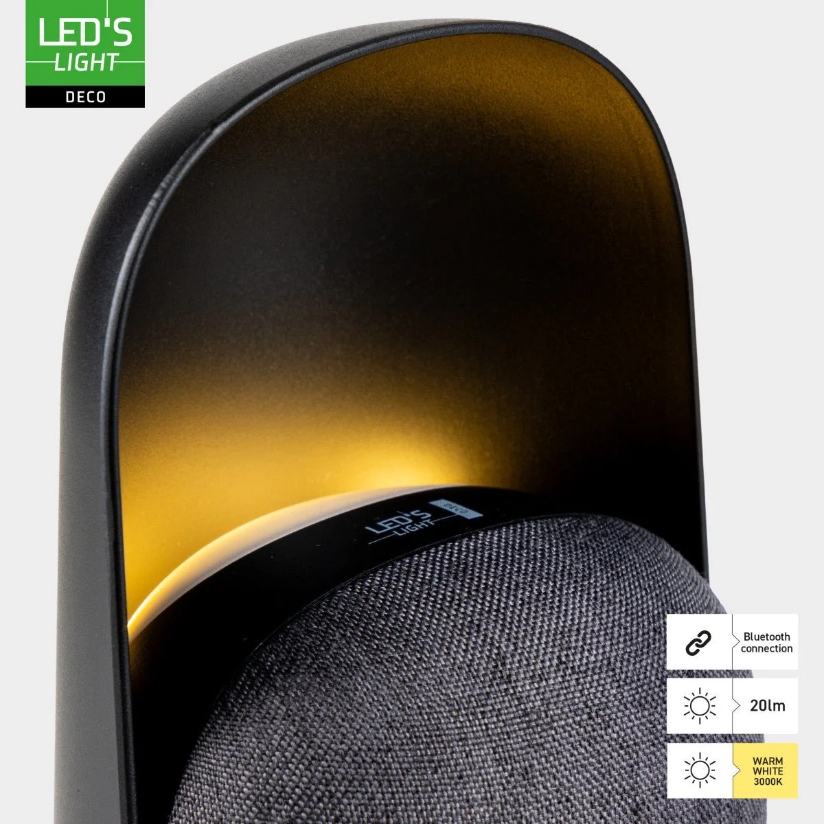 LED-nachtlamp met Bluetooth-luidspreker – Oplaadbaar – 1200 mAh – IP20 – Zwart - Image 3