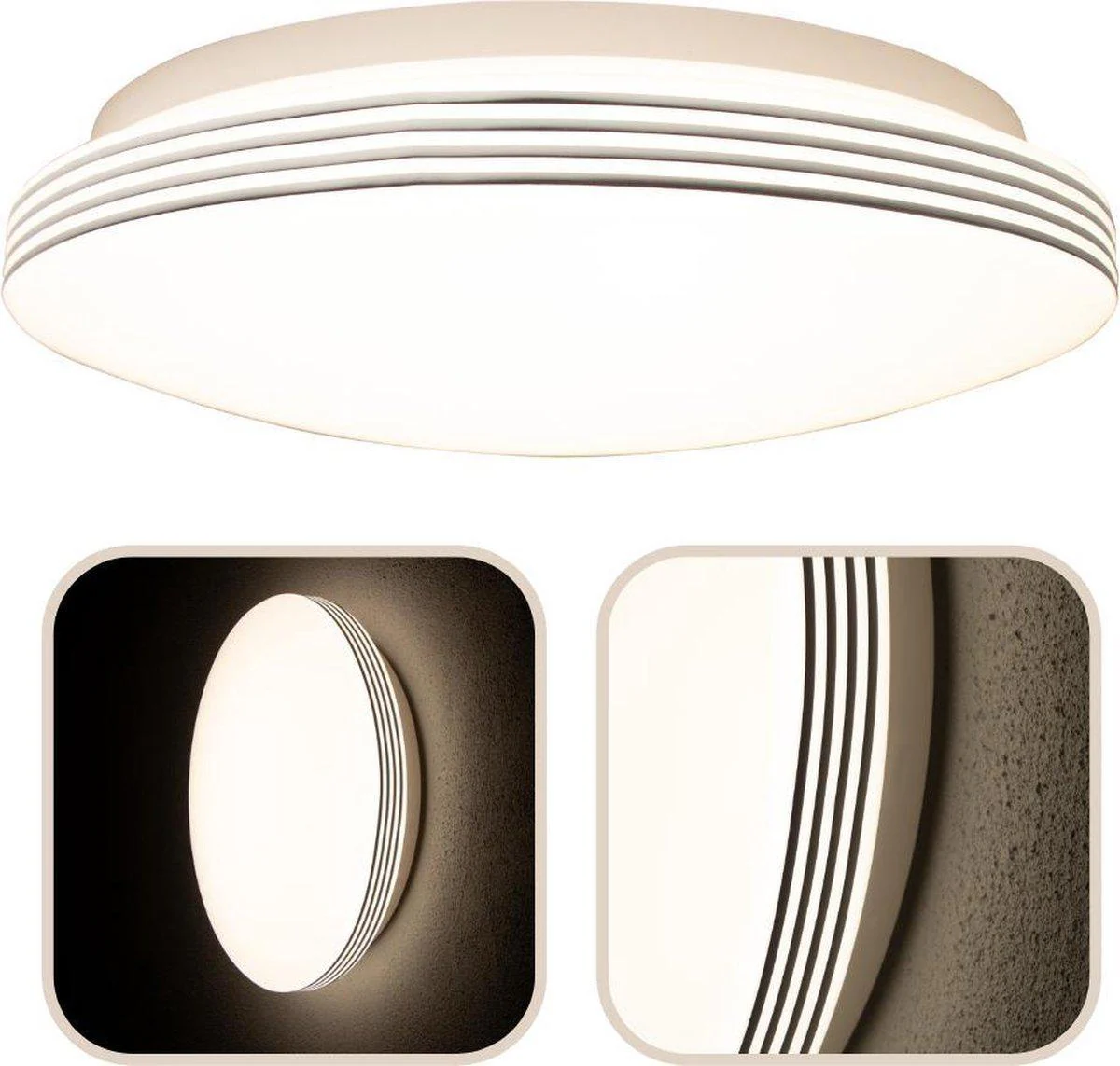LED Plafondlamp rond 35 cm met ringen - Universeel - Spatwaterdicht - Warm wit licht - Image 7