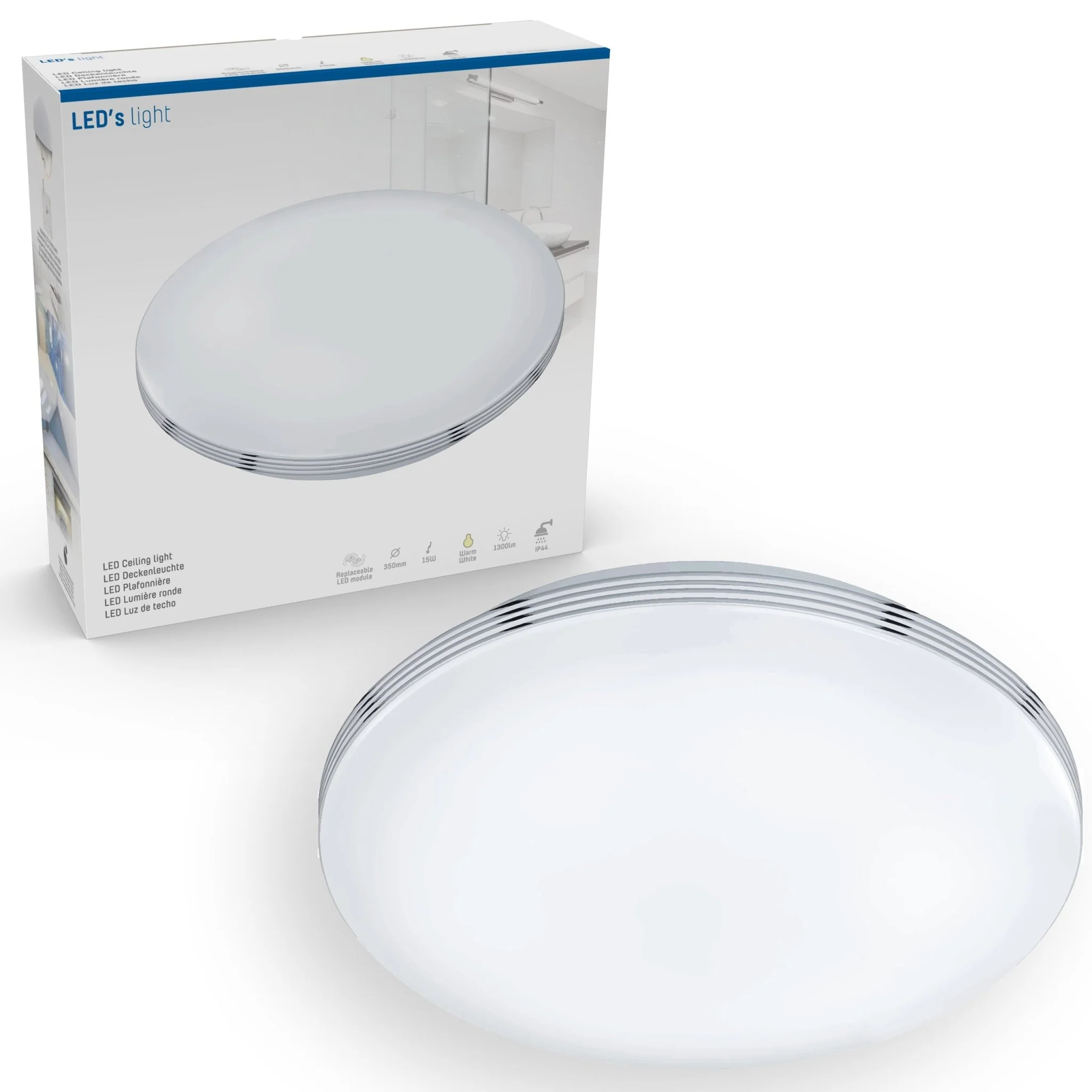 LED Plafondlamp rond 35 cm met ringen - Universeel - Spatwaterdicht - Warm wit licht - Image 8