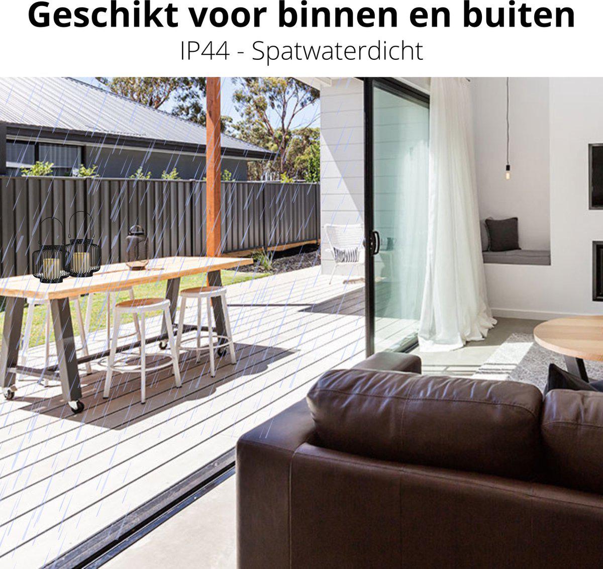 LED Lantaarn basket met LED kaars voor binnen en buiten - Draadloos op batterijen - Zwart - Image 2