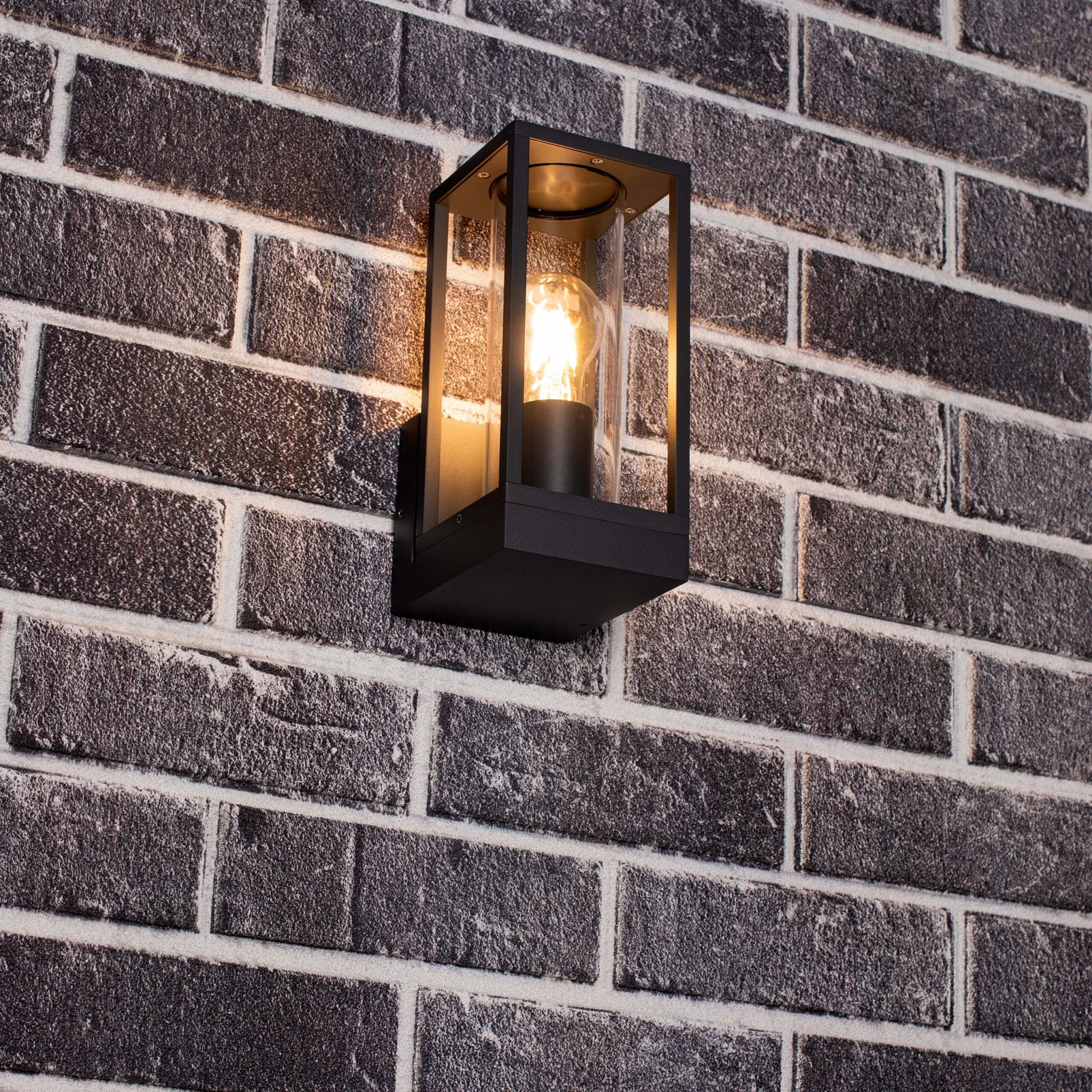 LED's Light LED Wandlamp met glazen ruiten - Rechthoek - E27 fitting - IP44 - Antraciet - Image 3