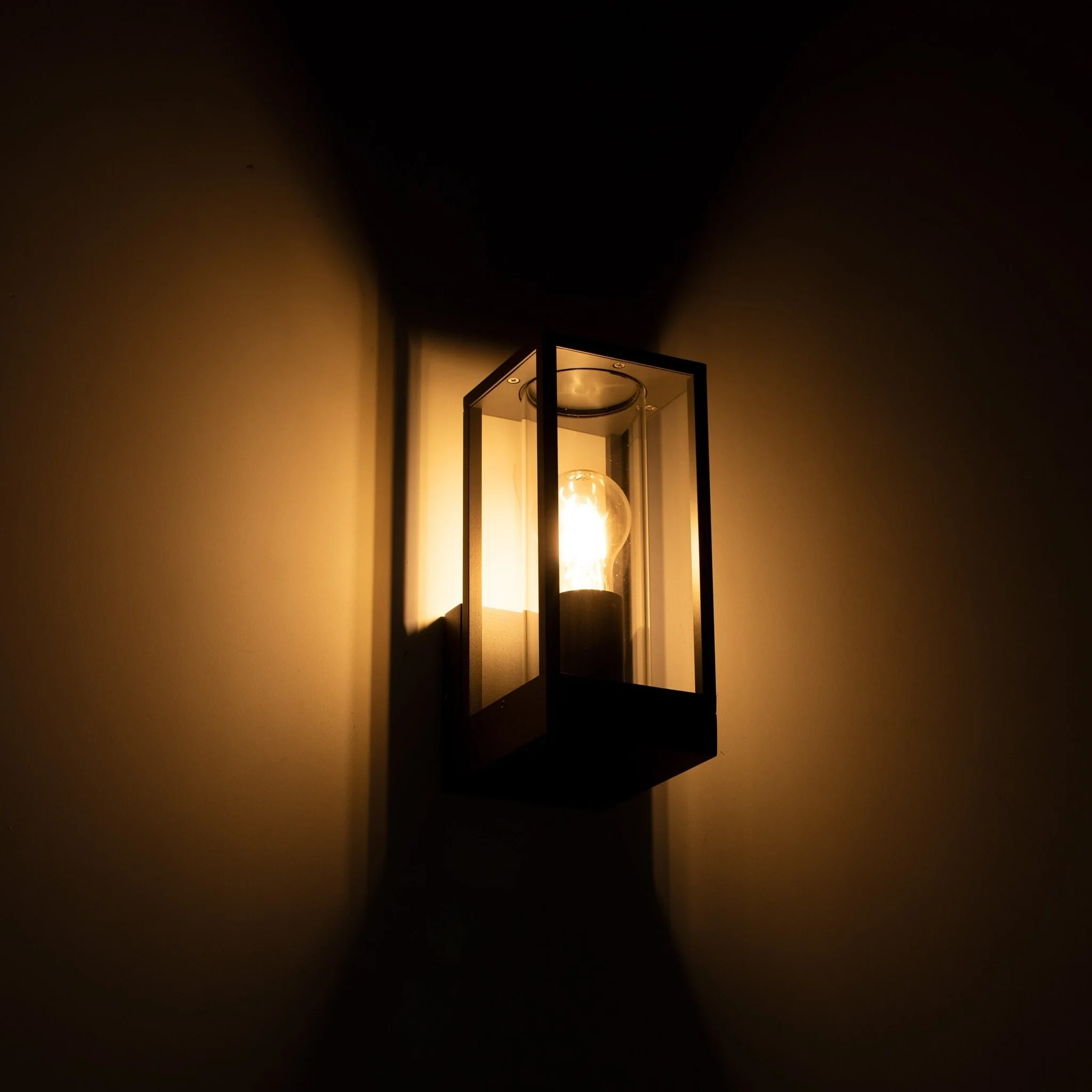 LED's Light LED Wandlamp met glazen ruiten - Rechthoek - E27 fitting - IP44 - Antraciet - Image 5