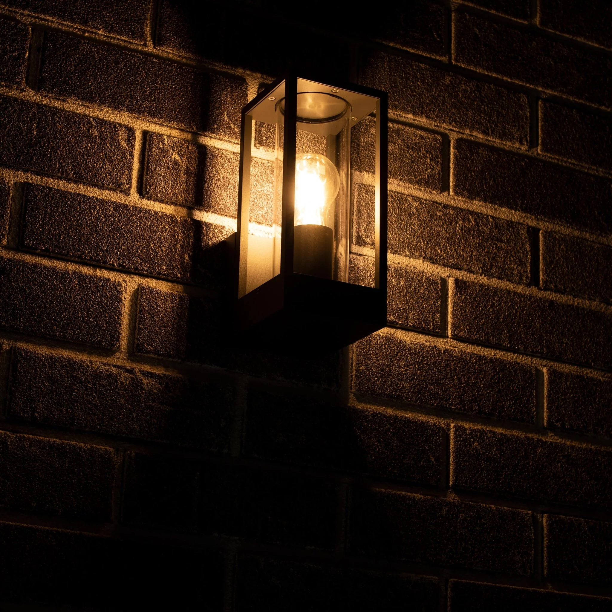 LED's Light LED Wandlamp met glazen ruiten - Rechthoek - E27 fitting - IP44 - Antraciet - Image 6