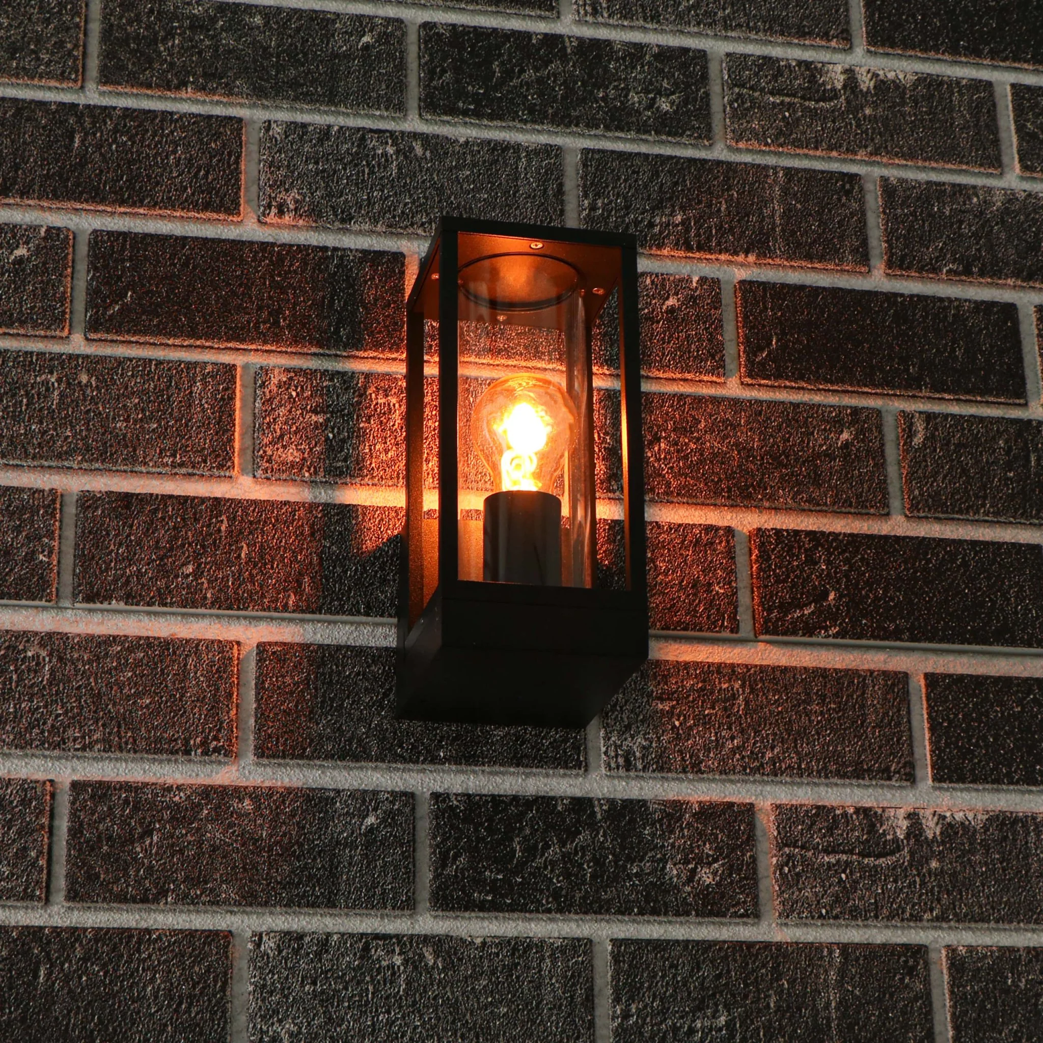 LED's Light LED Wandlamp met glazen ruiten - Rechthoek - E27 fitting - IP44 - Zwart - Image 3