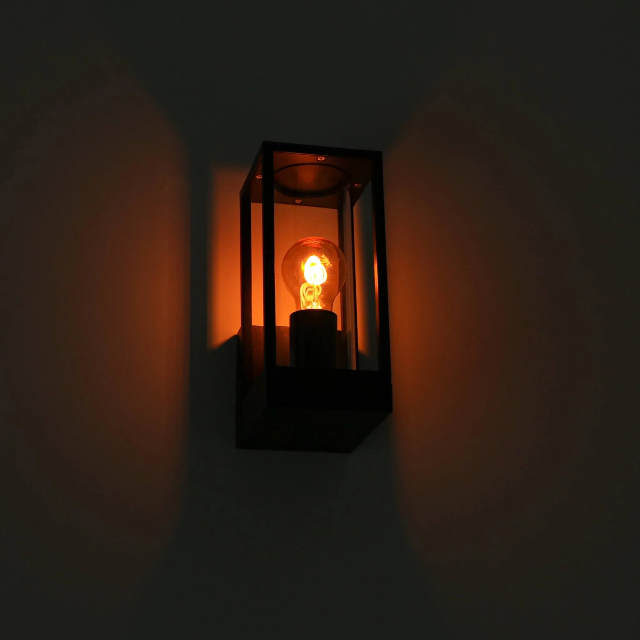 LED's Light LED Wandlamp met glazen ruiten - Rechthoek - E27 fitting - IP44 - Zwart - Image 4