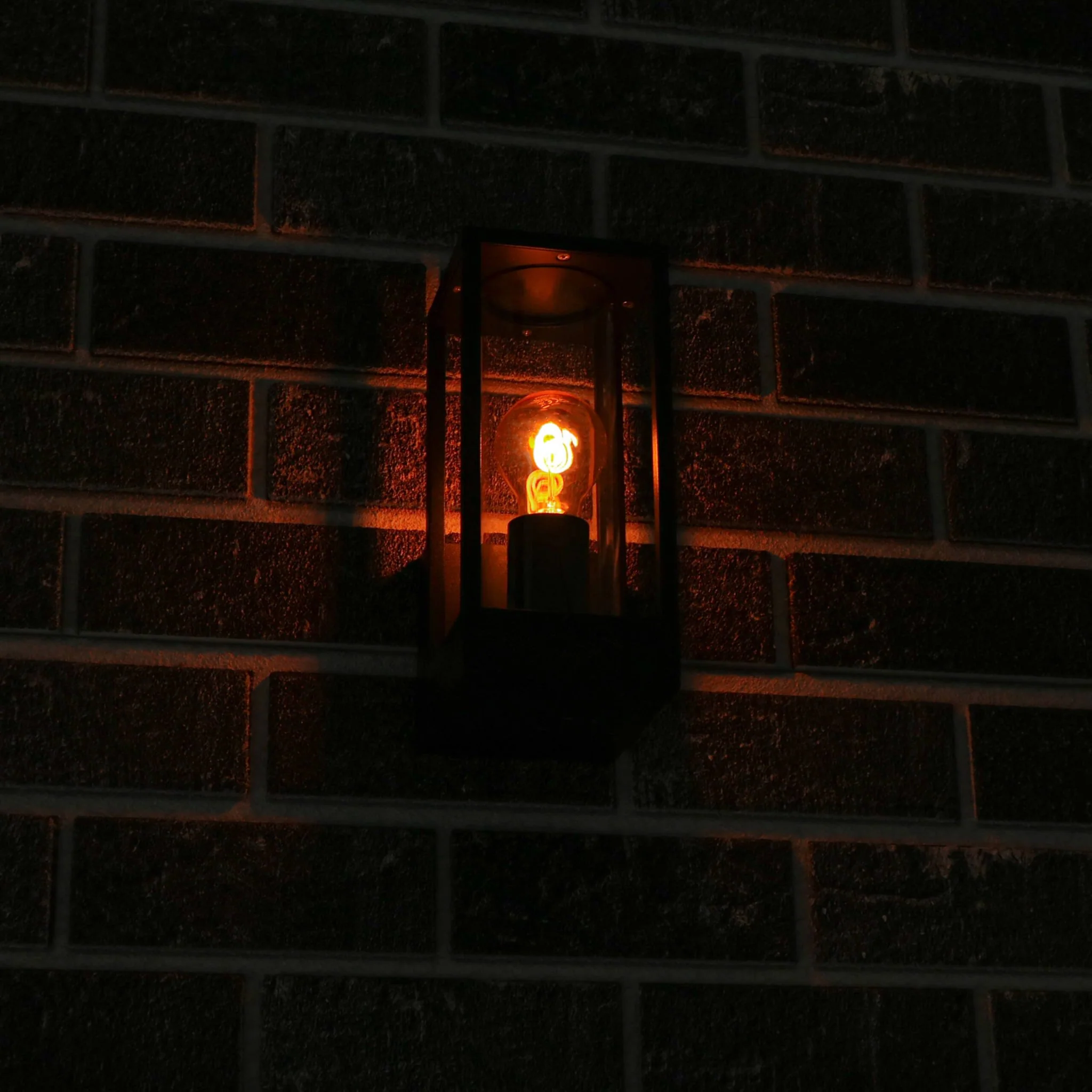 LED's Light LED Wandlamp met glazen ruiten - Rechthoek - E27 fitting - IP44 - Zwart - Image 5