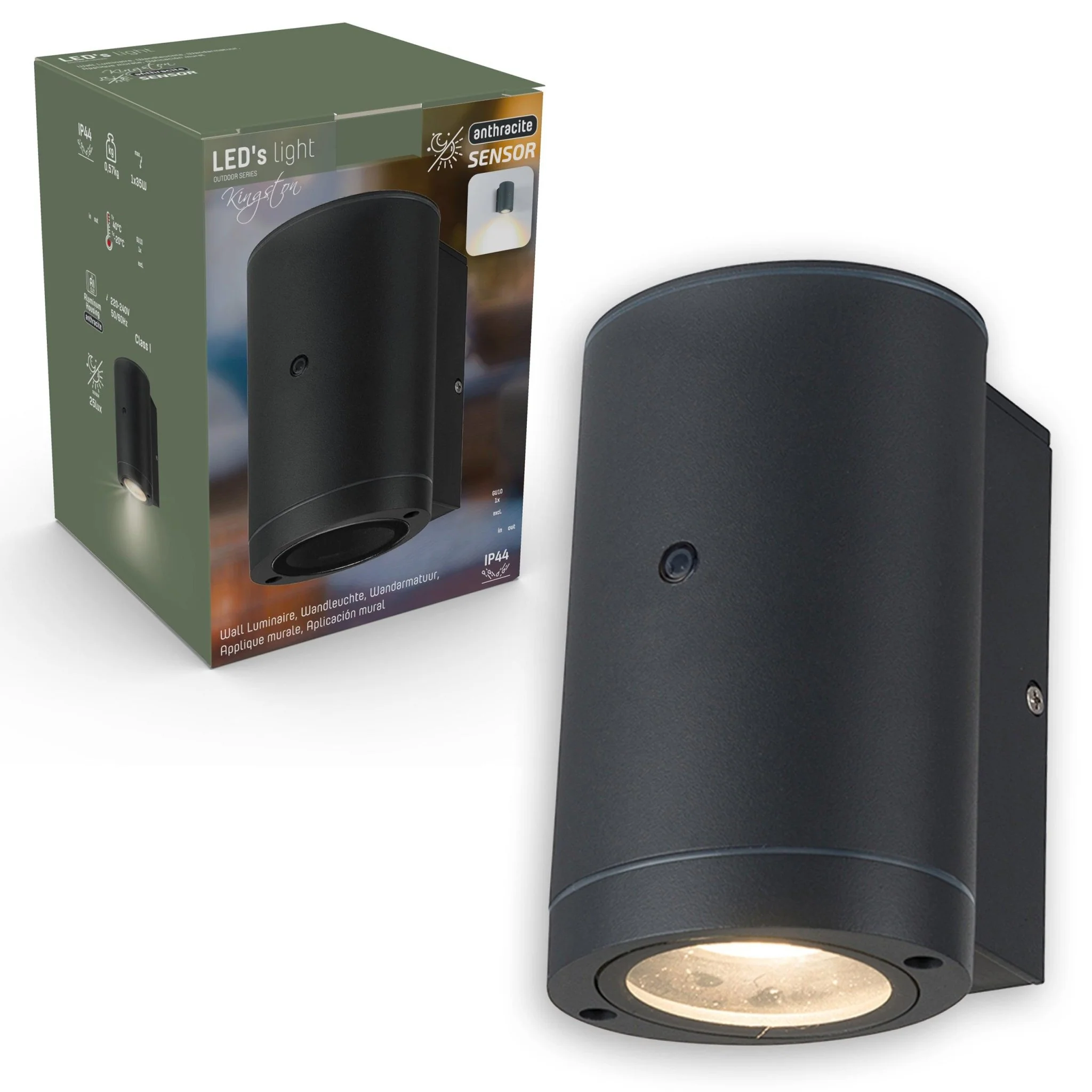 LED's Light LED Buitenlamp met sensor - IP44 waterdicht - GU10 fitting - Model Bari - Antraciet - Image 8